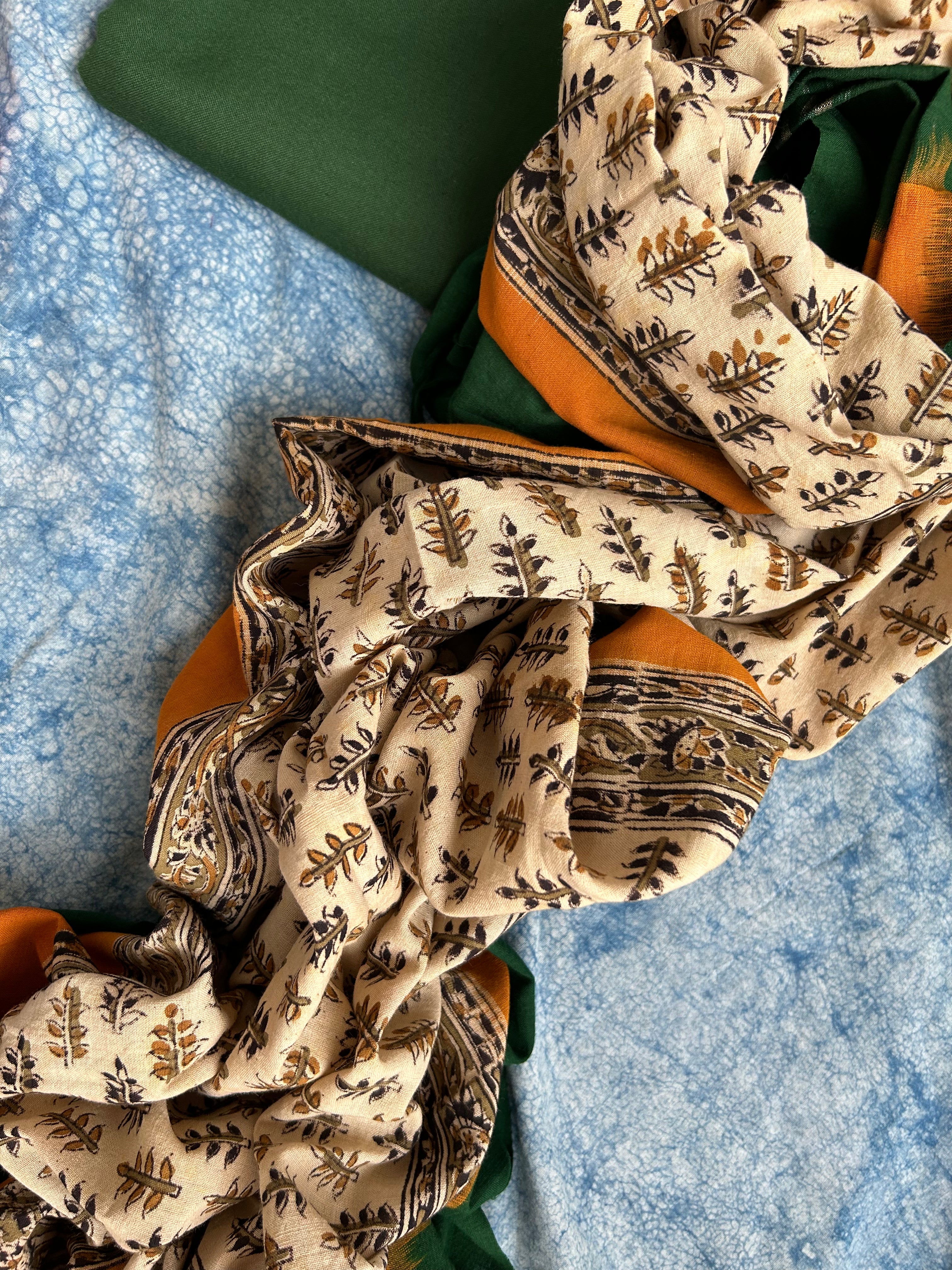Handwoven Handcrafted Ikat Kalamkari Kurta Dupatta Set