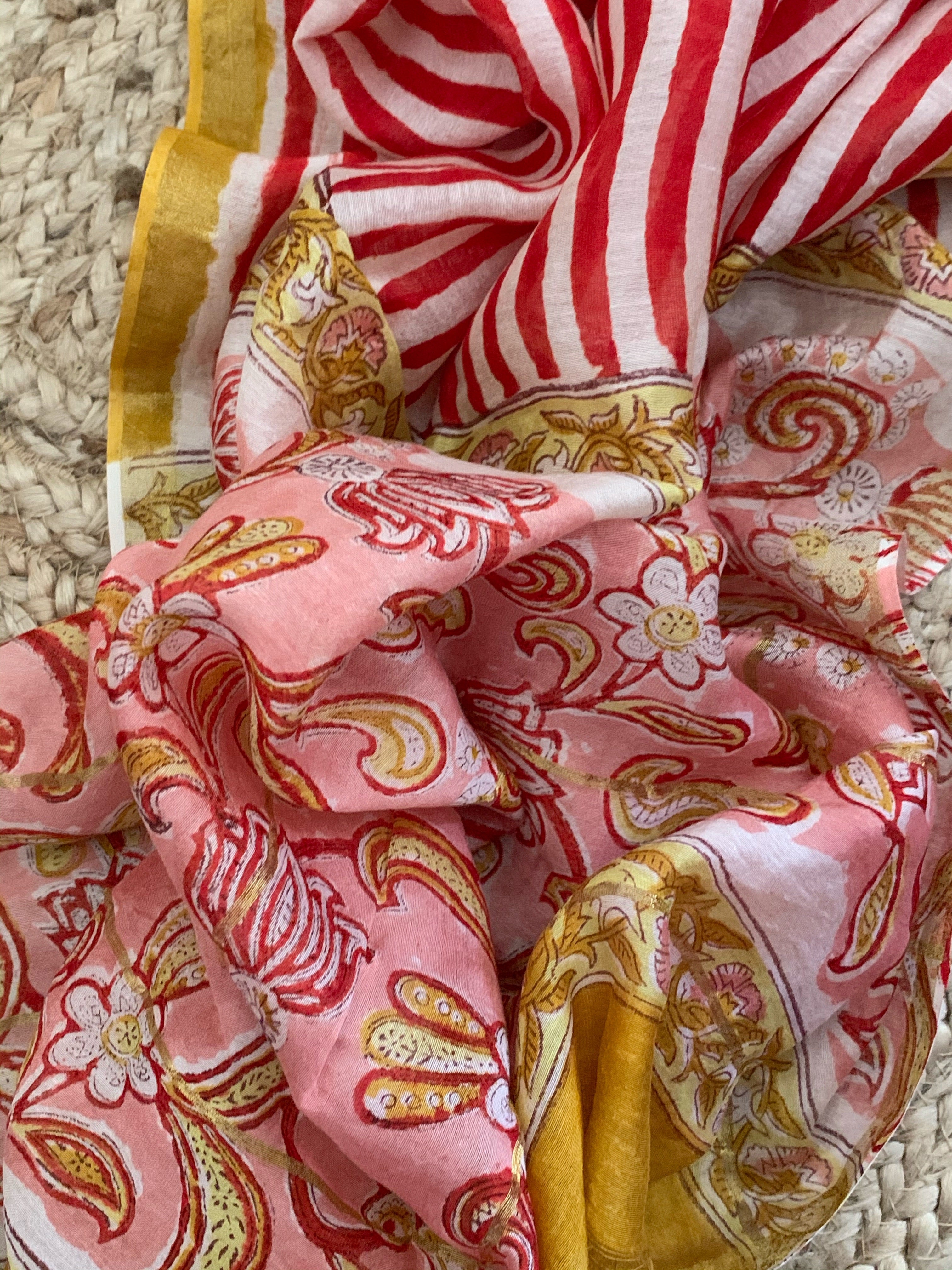 Handblock Cotton Chanderi Suit