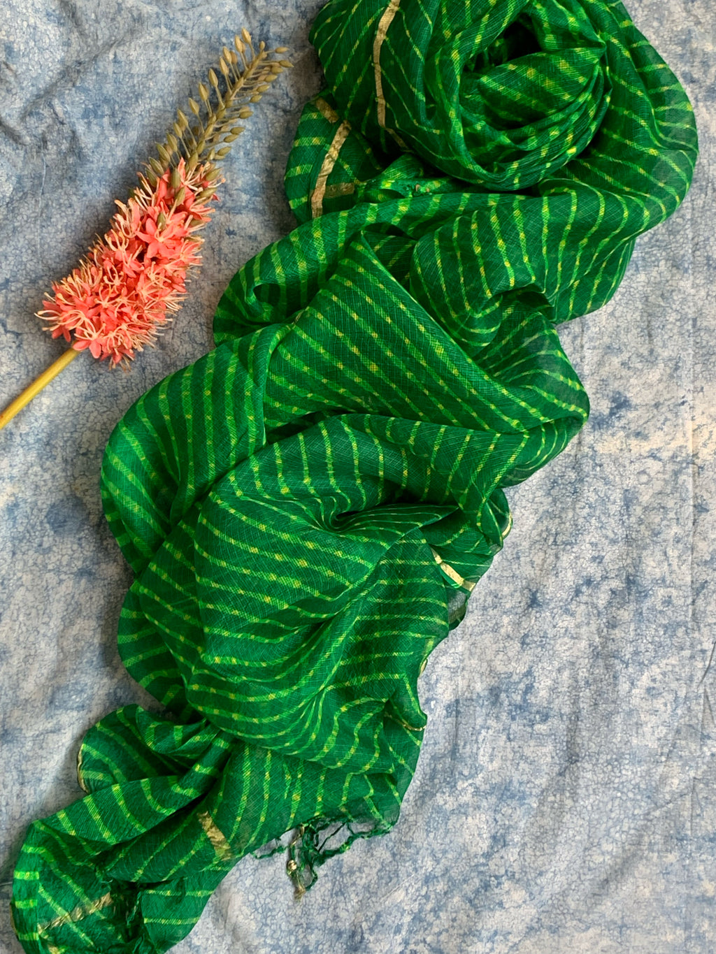 Handcrafted Tie-Dye Silk Kota Doria Dupatta