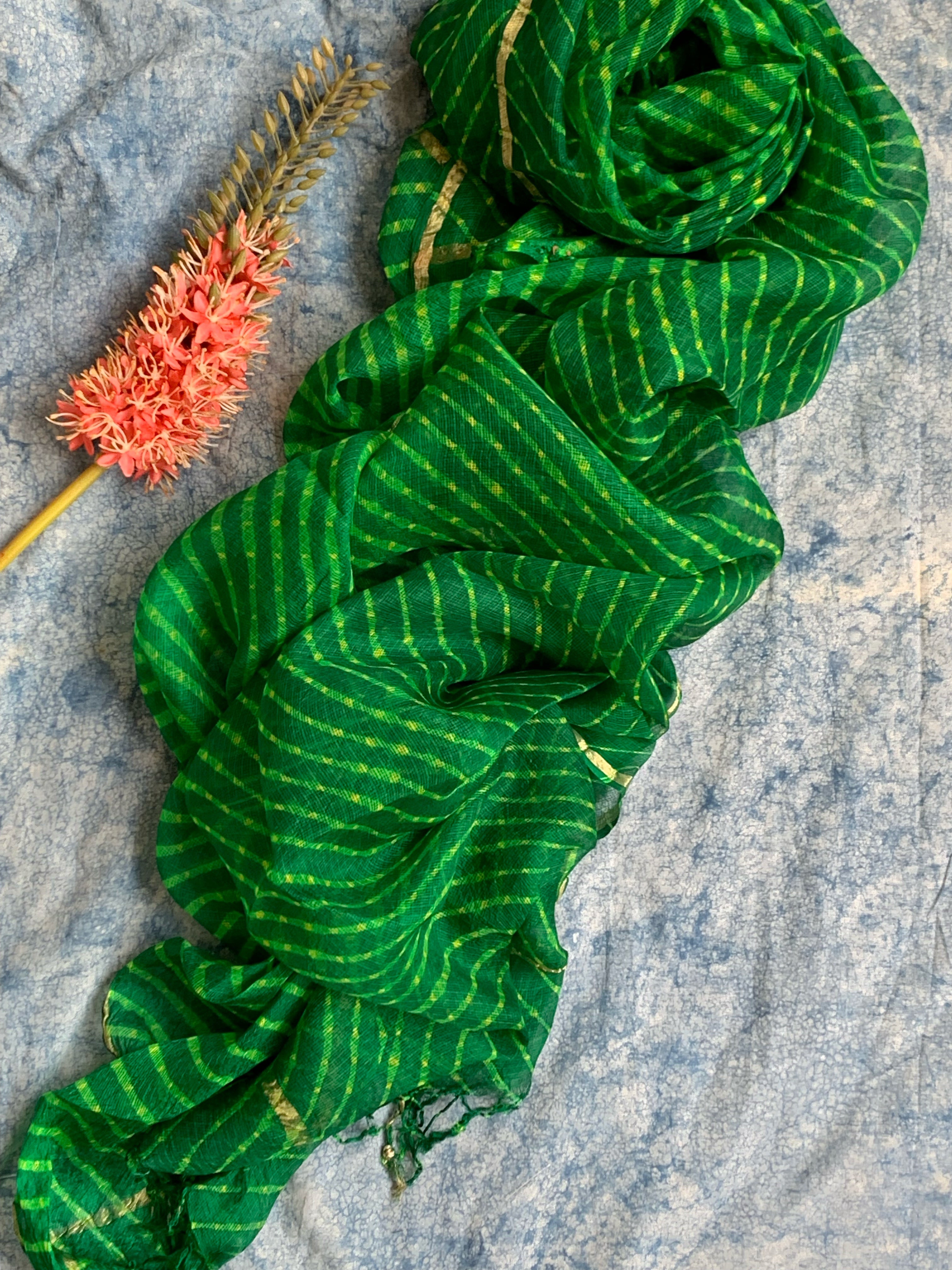 Handcrafted Tie-Dye Silk Kota Doria Dupatta