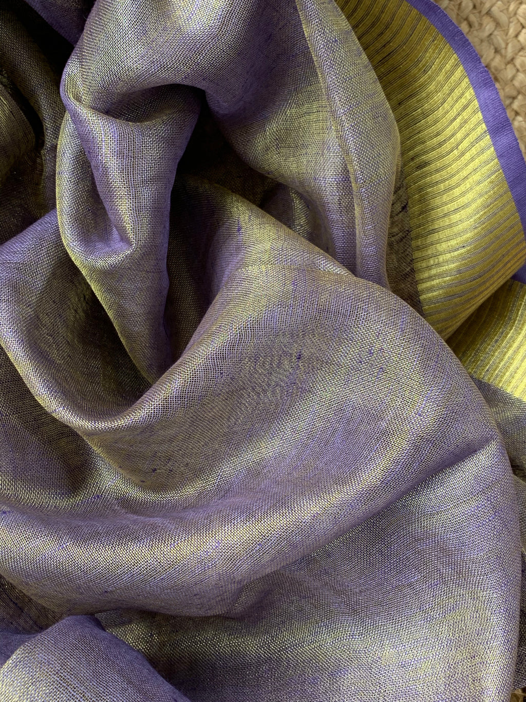 Handcrafted Linen Kurta Dupatta Set - Lavender
