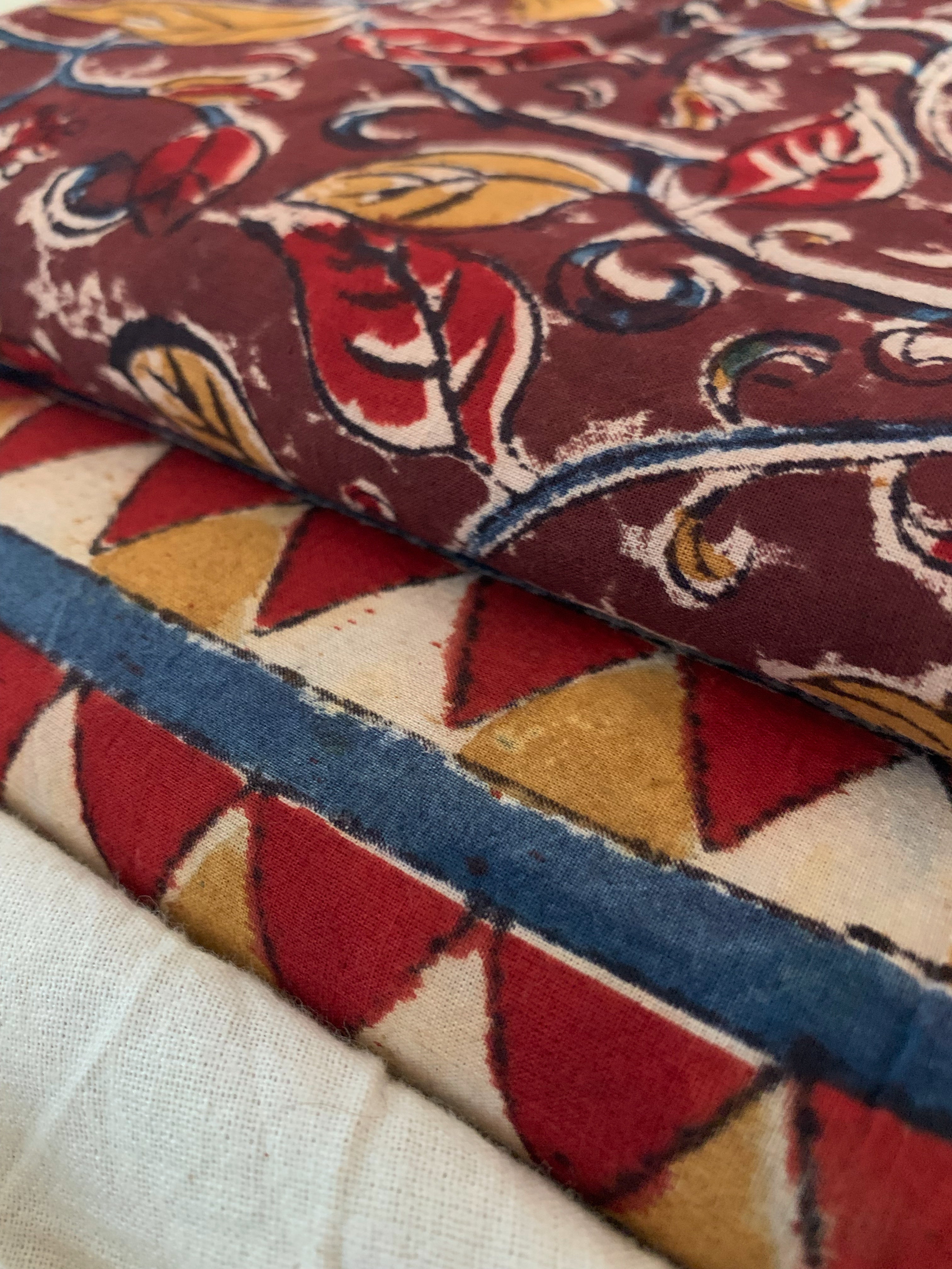 Hand Block Printed Kalamkari Natural Dyed Kurta Bottom Set