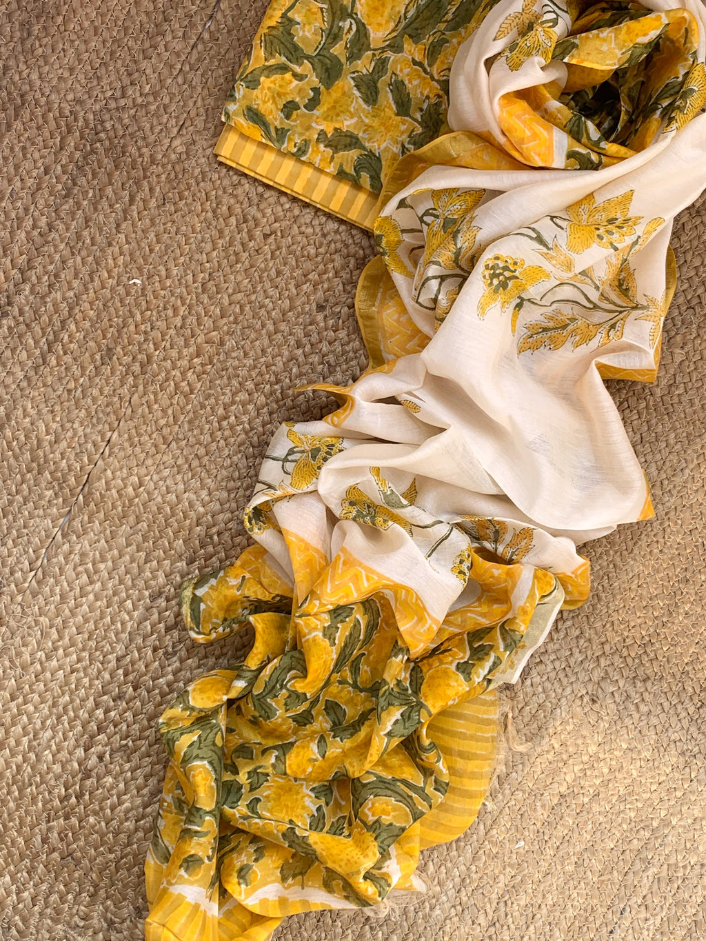 Handblock Chanderi Silk Cotton Suit