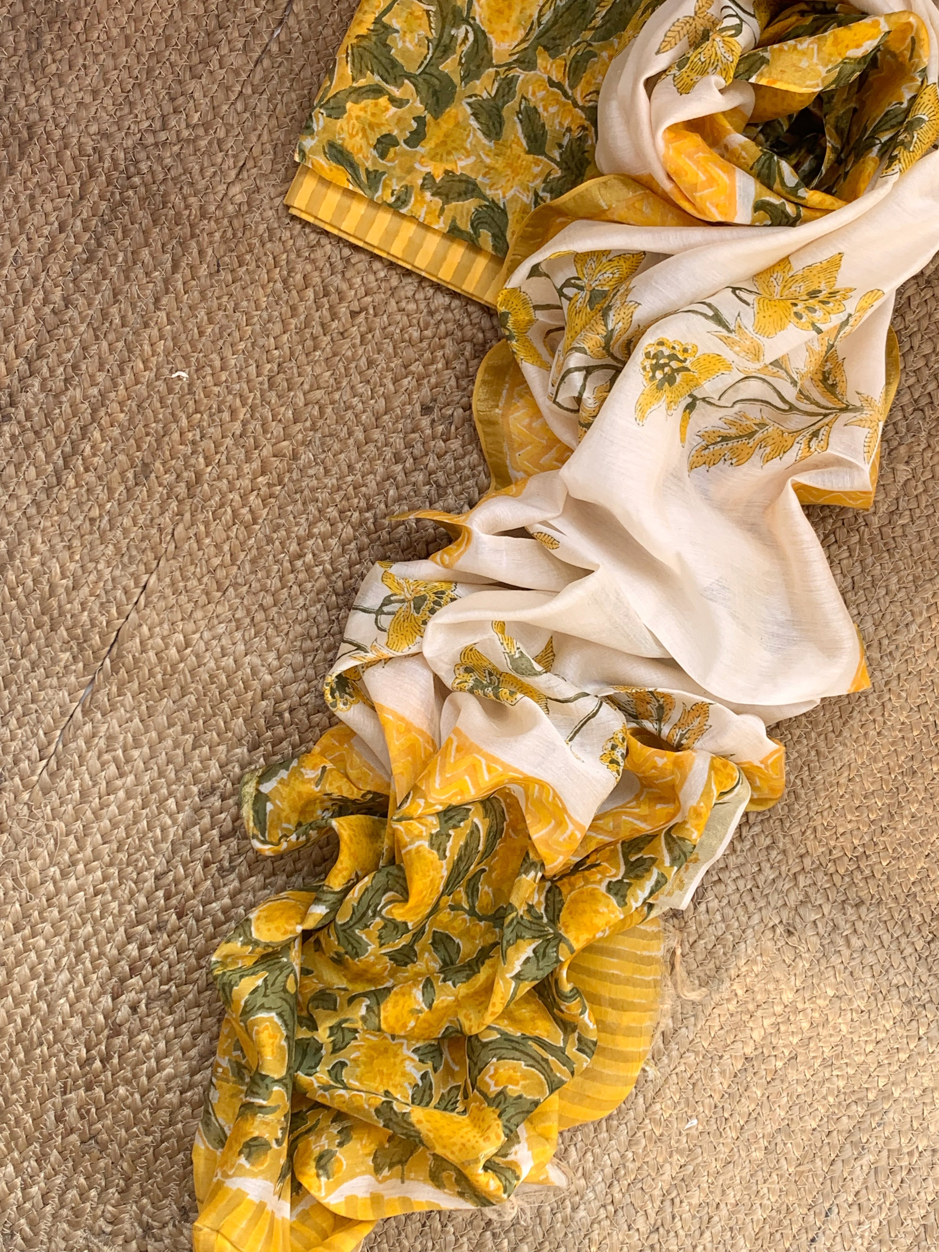 Handblock Chanderi Silk Cotton Suit