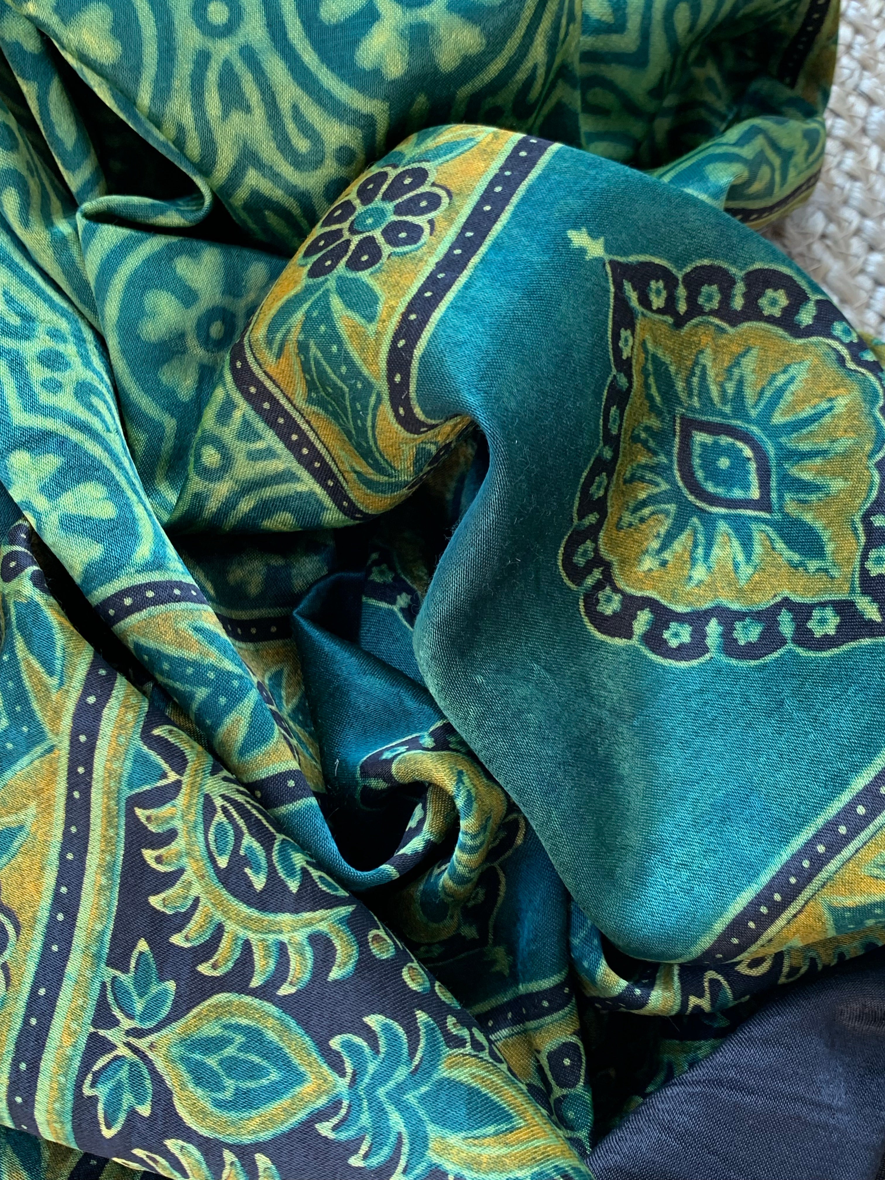 Hand Block Natural Dyes Ajrakh Mashru Silk Kurta Dupatta Set