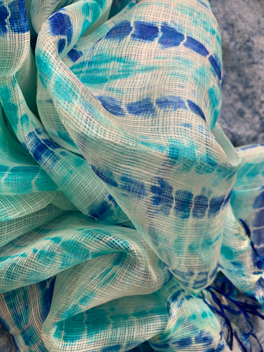 Handcrafted Tie-Dye Silk Kota Doria Dupatta