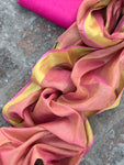 Handcrafted Linen Kurta Dupatta Set - Hot Pink