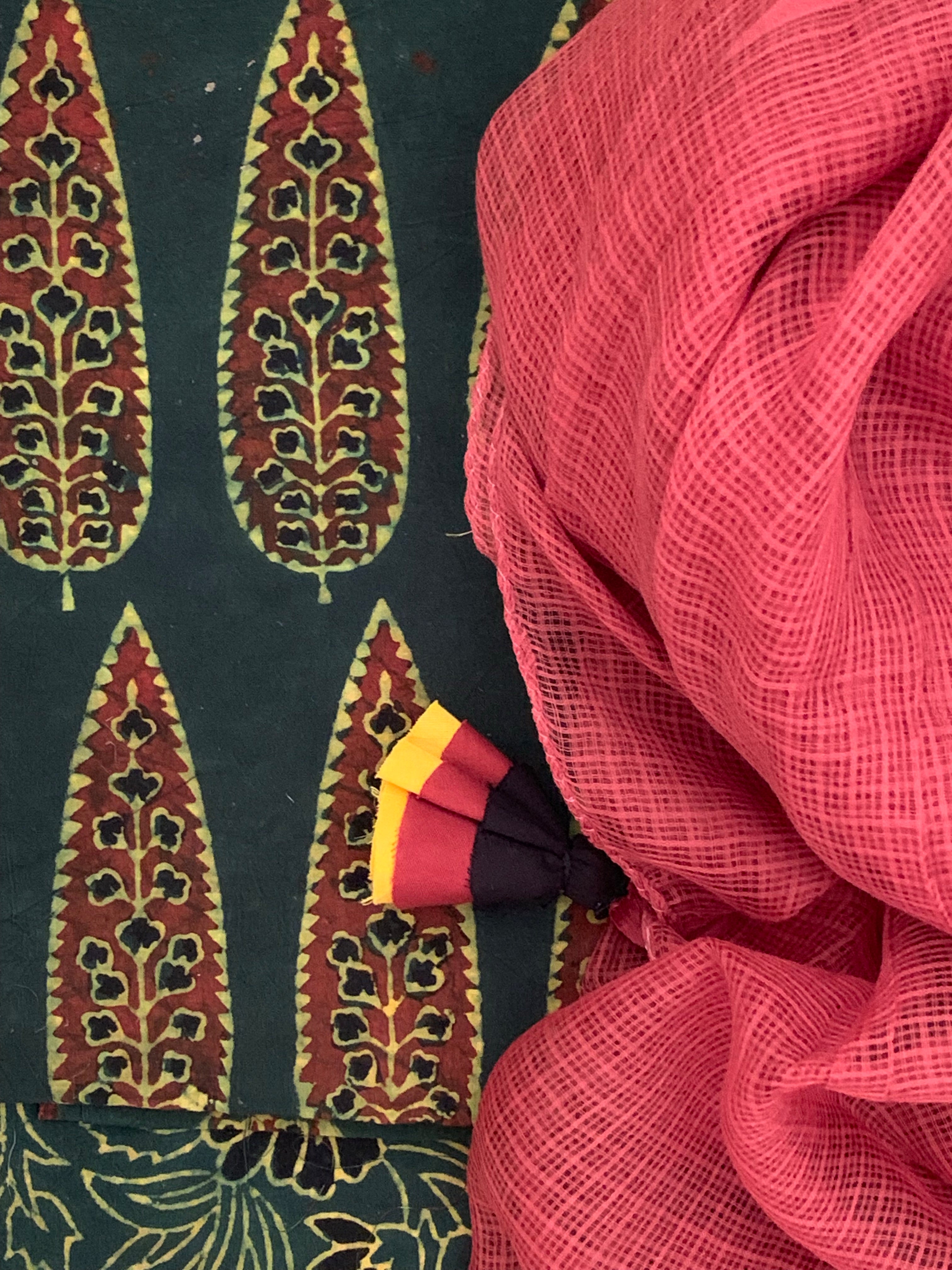Handblock Ajrakh Cotton Kota Suit