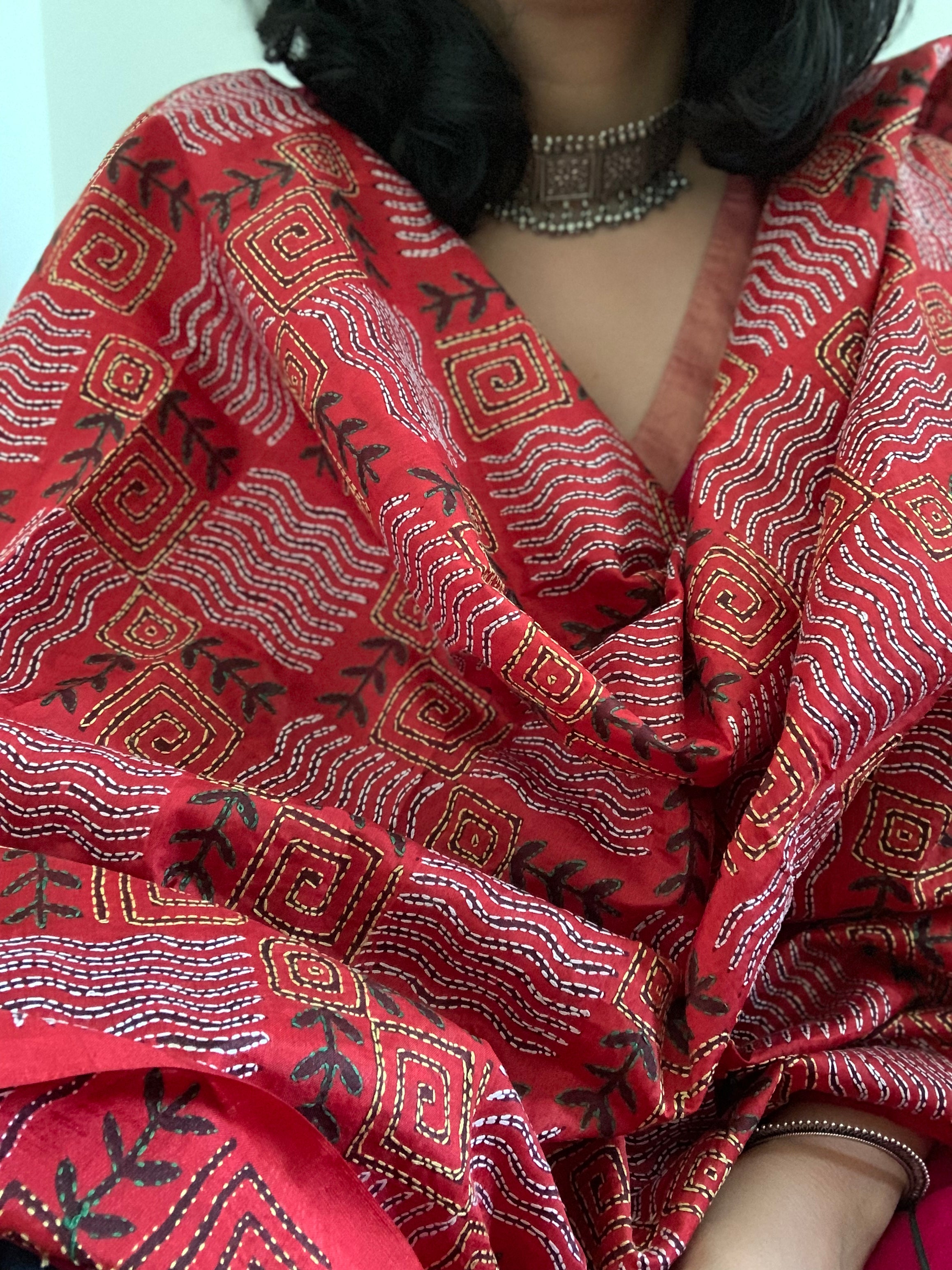 Handcrafted Kantha Cotton Silk Dupatta