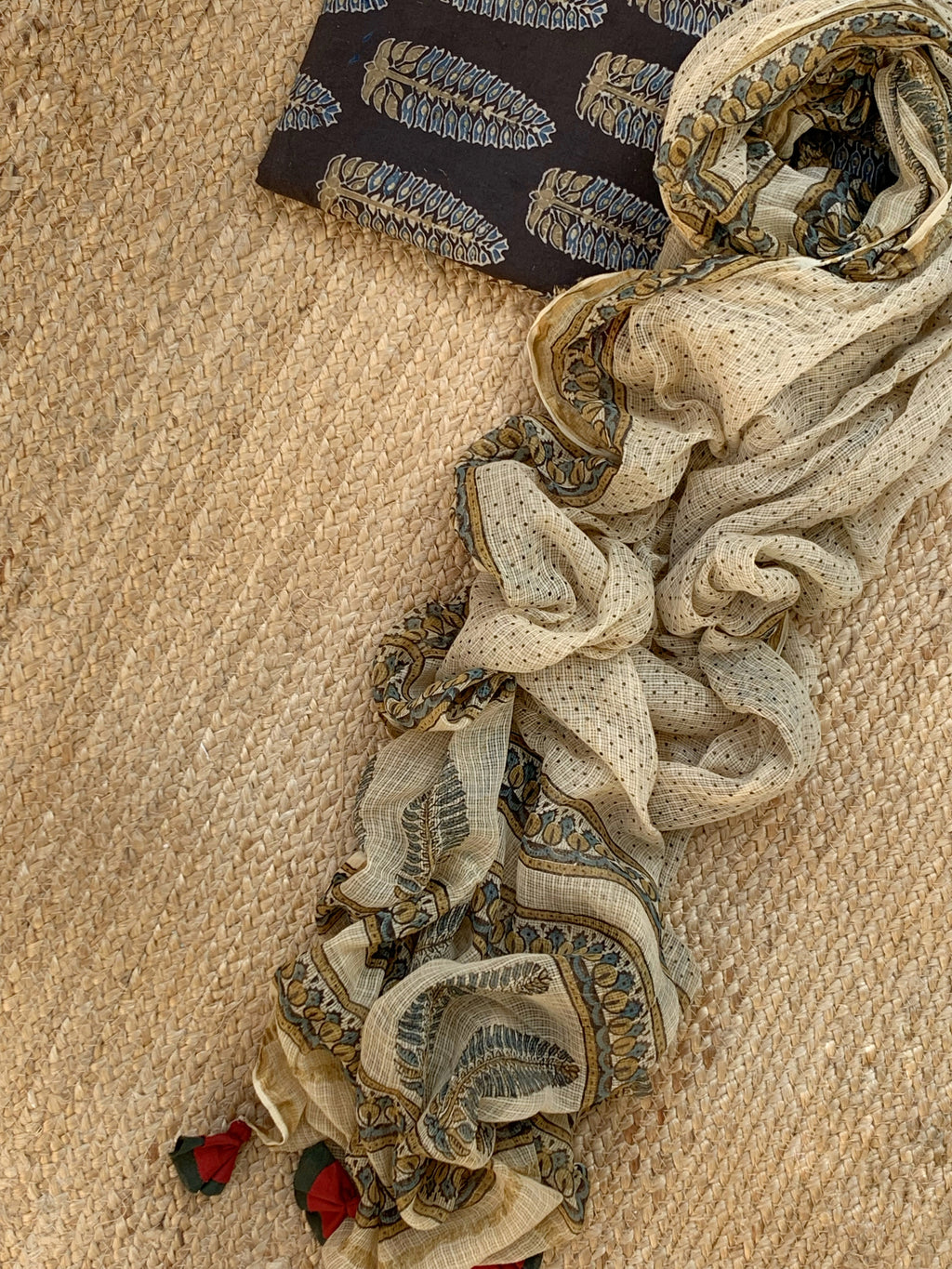 Handblock Ajrakh Cotton Kota Suit