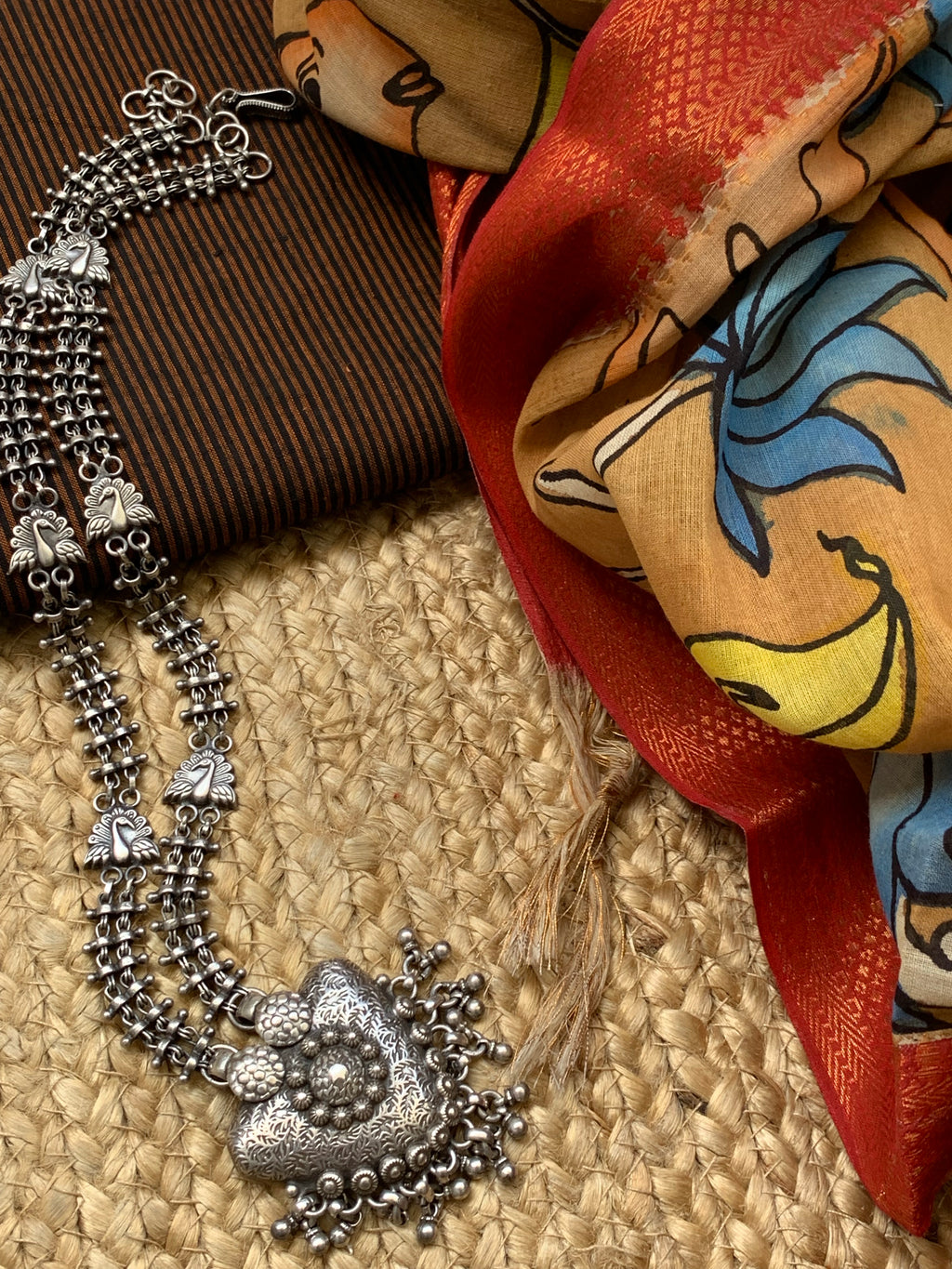 Handwoven Handcrafted Kalamkari Kurta Dupatta Set