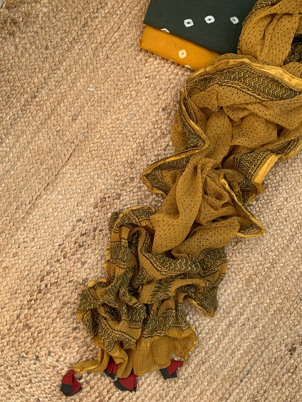 Handdone Bandhani Cotton Kota Suit