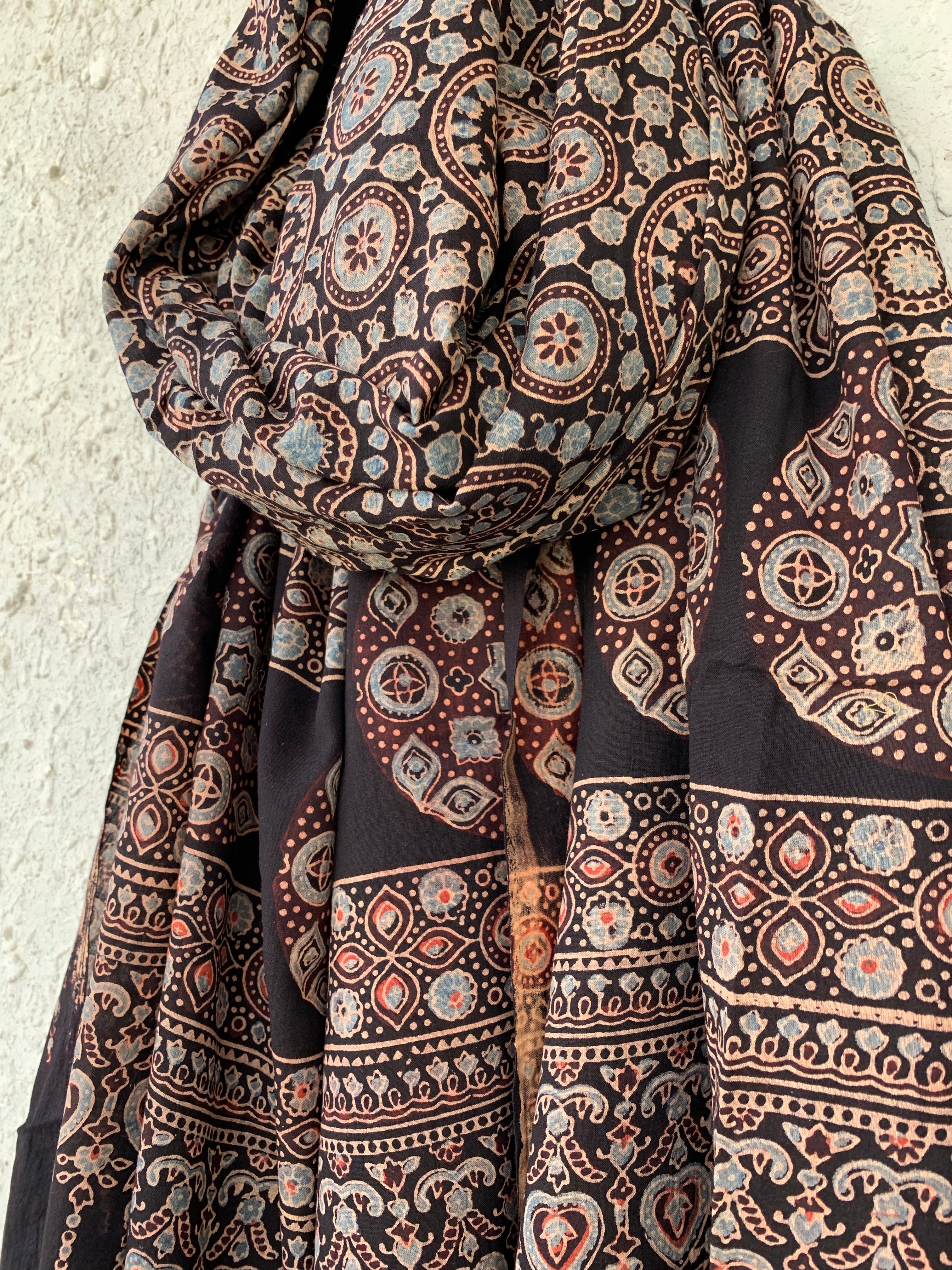 Handblock Ajrakh Dupatta