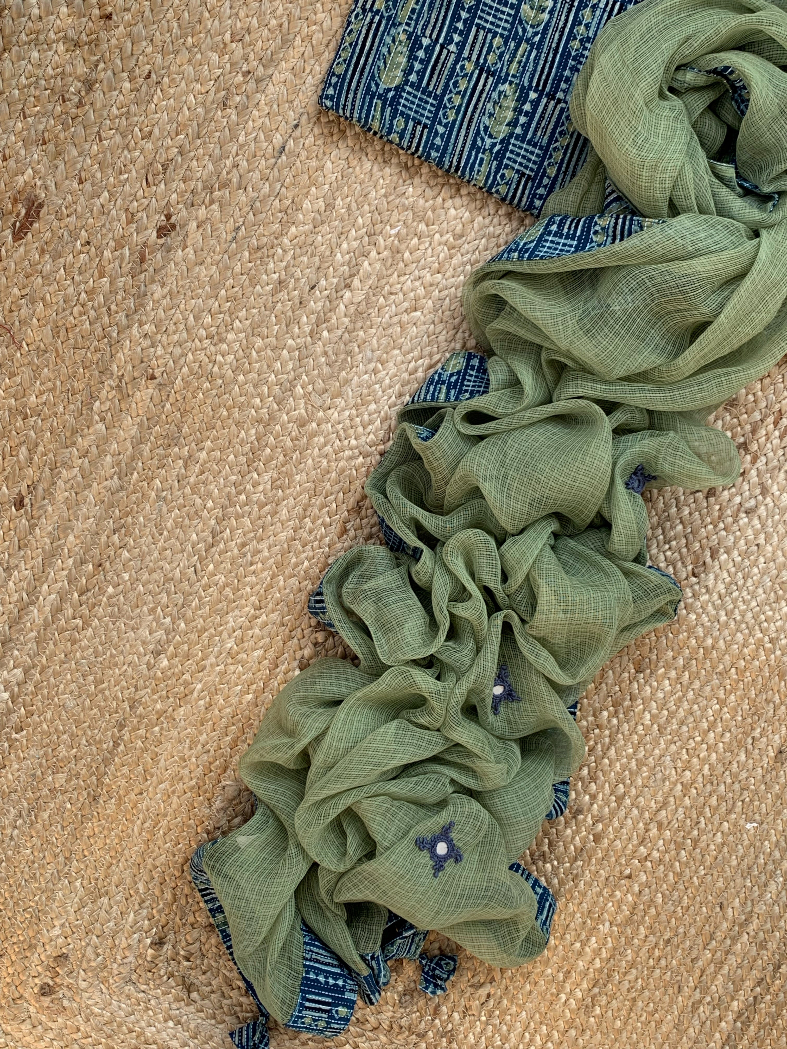 Handblock Ajrakh Cotton Kota Set