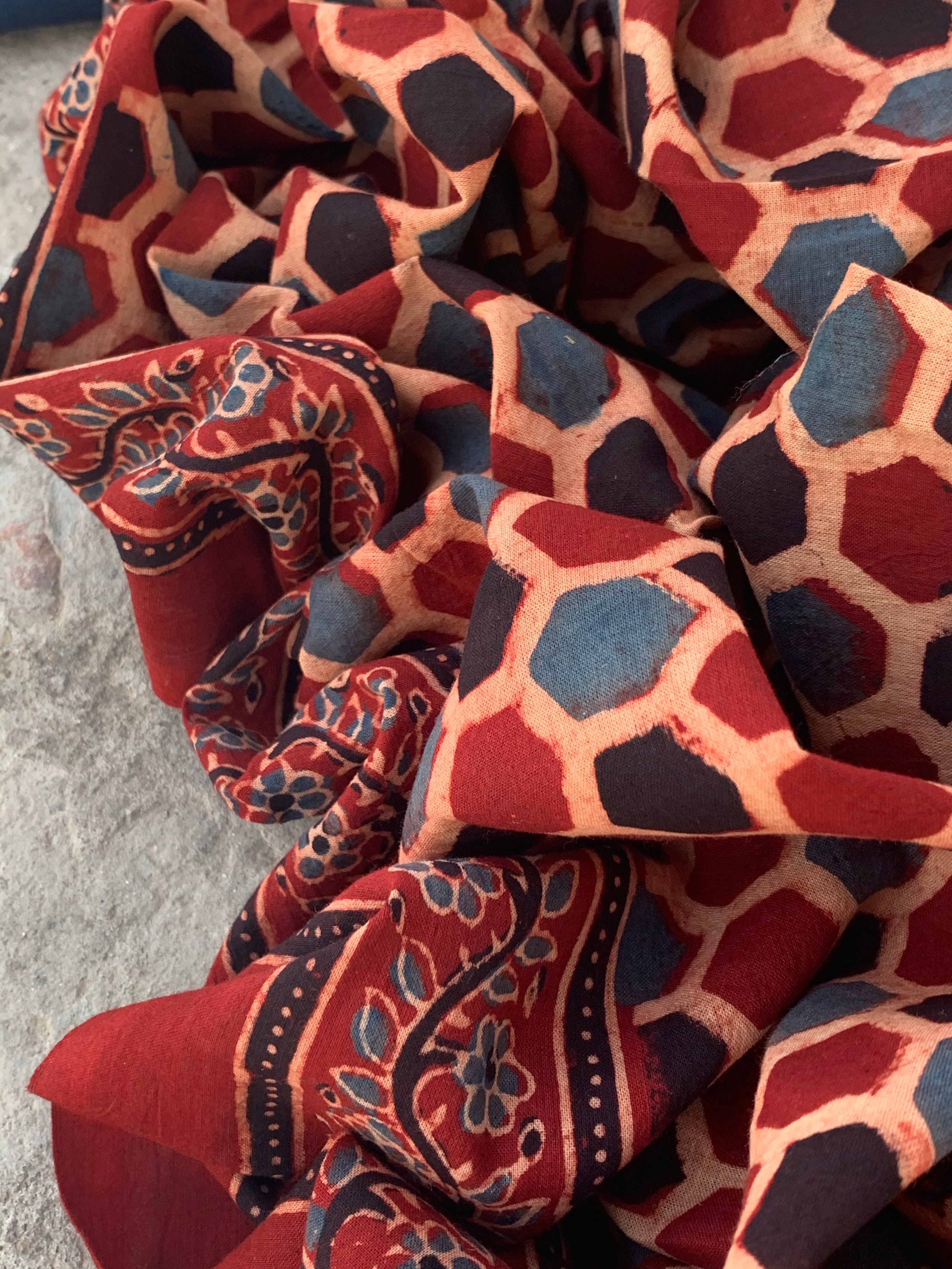 Handblock Ajrakh Cotton Suit