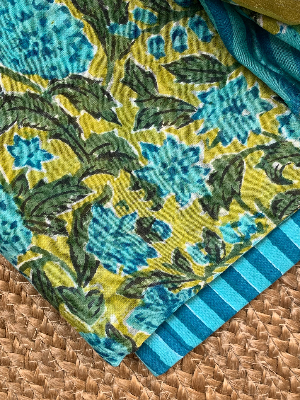 Handblock Chanderi Silk Cotton Suit