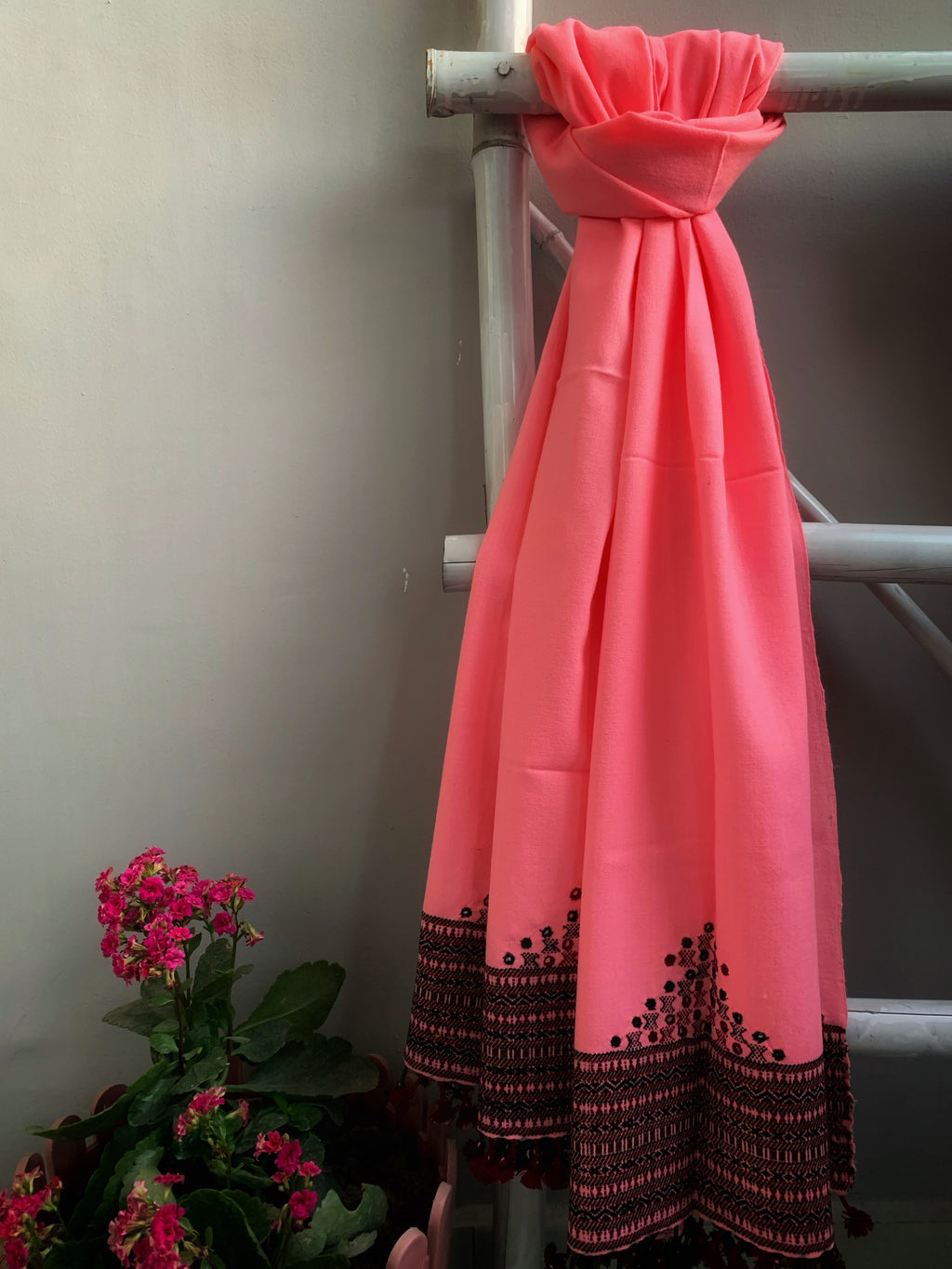 Mirror Work Handwoven Woollen Shawl
