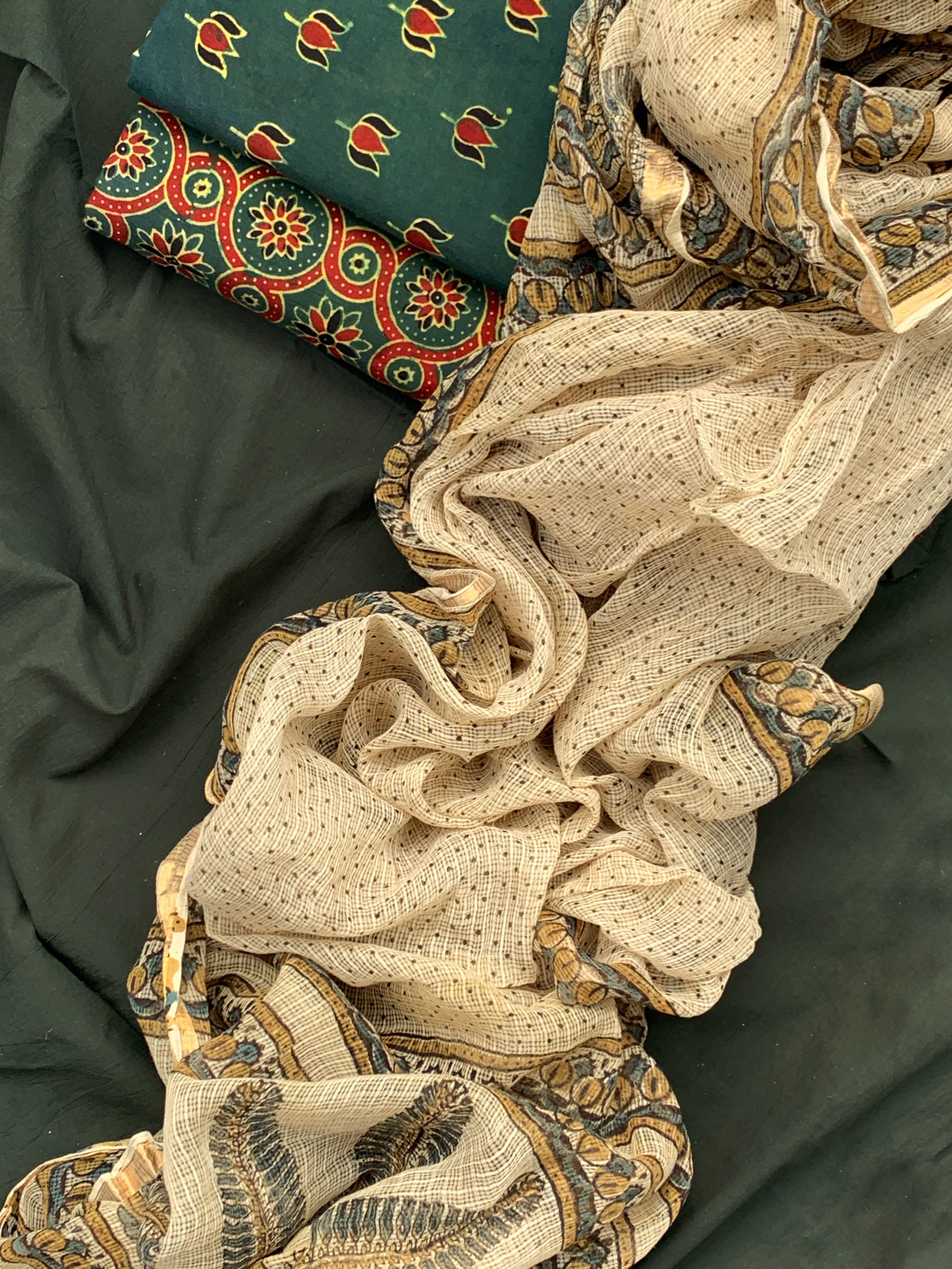 Handblock Ajrakh Cotton Kota Suit