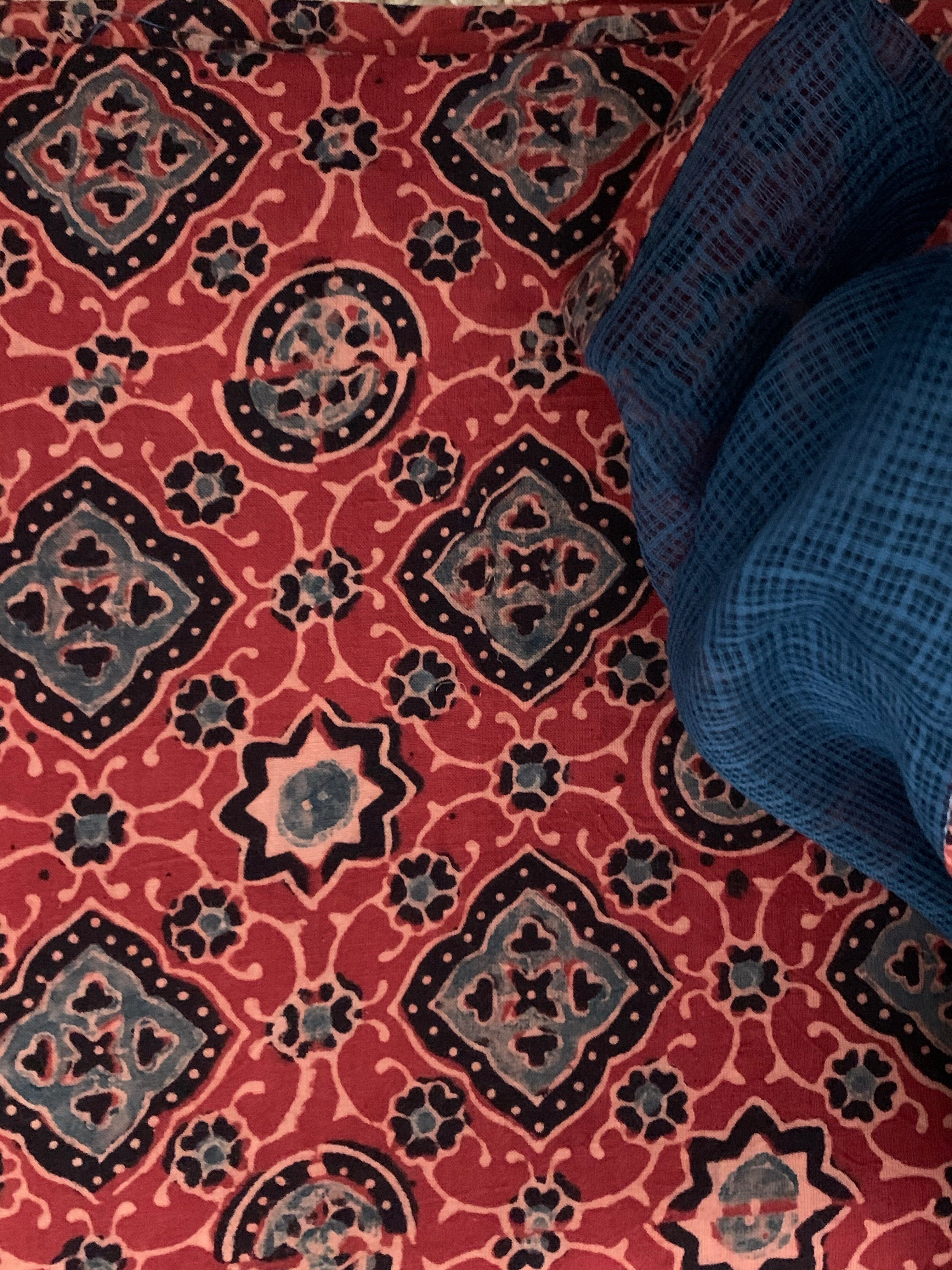 Handblock Ajrakh Cotton Kota Suit