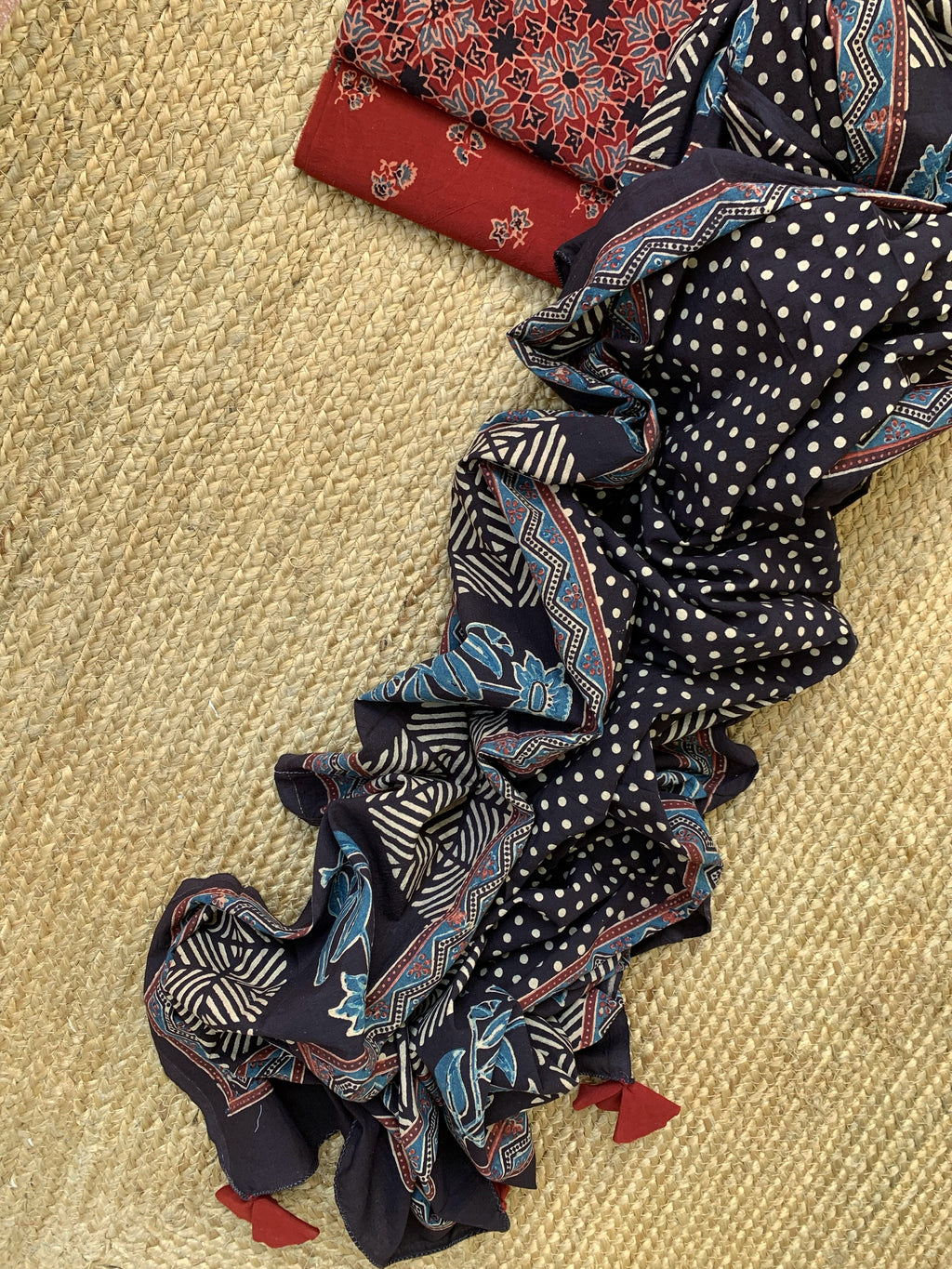 Natural Dyes Handblock Ajrakh Cotton Suit