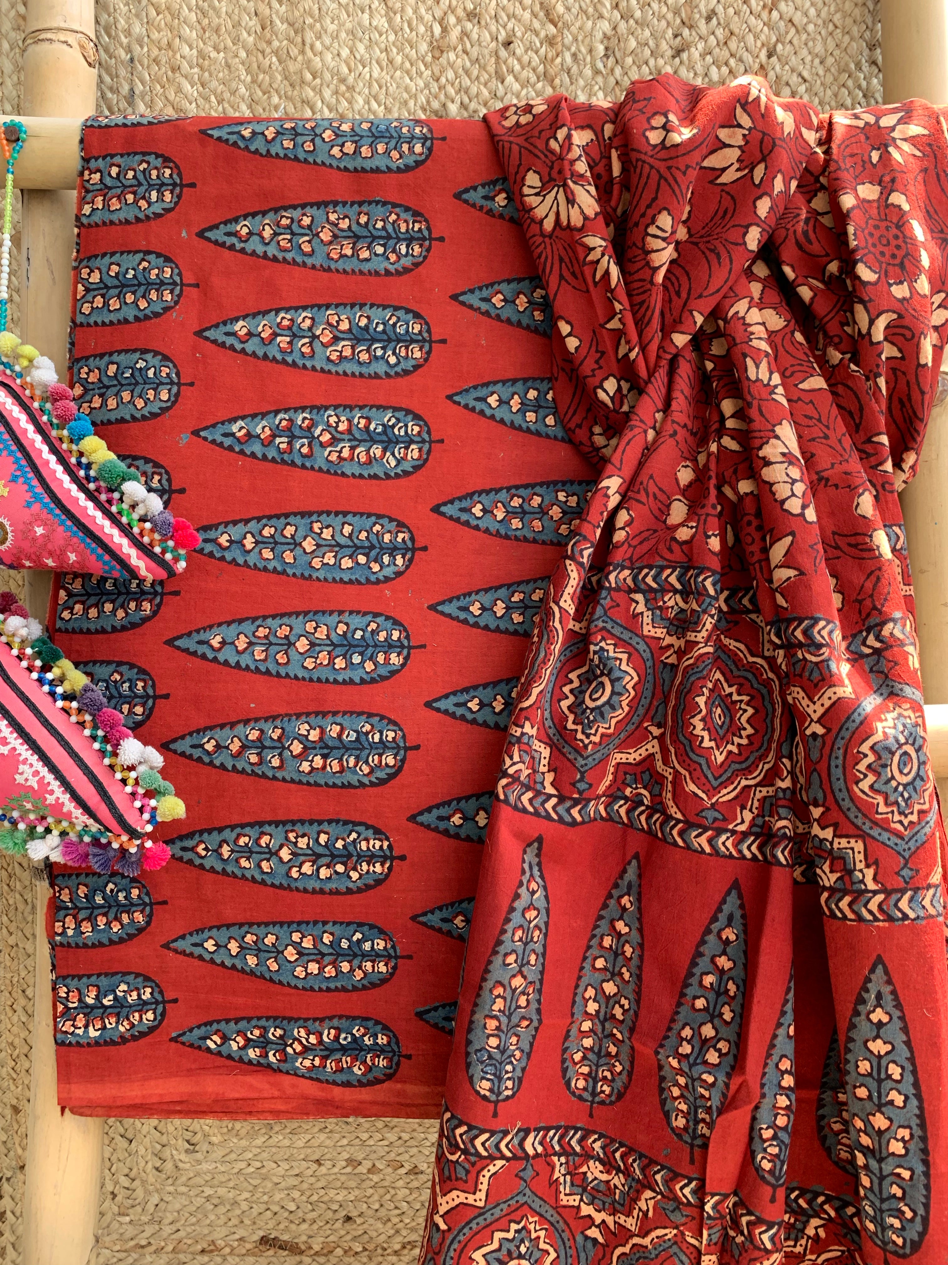 Natural Dye Ajrakh Kurta Dupatta set
