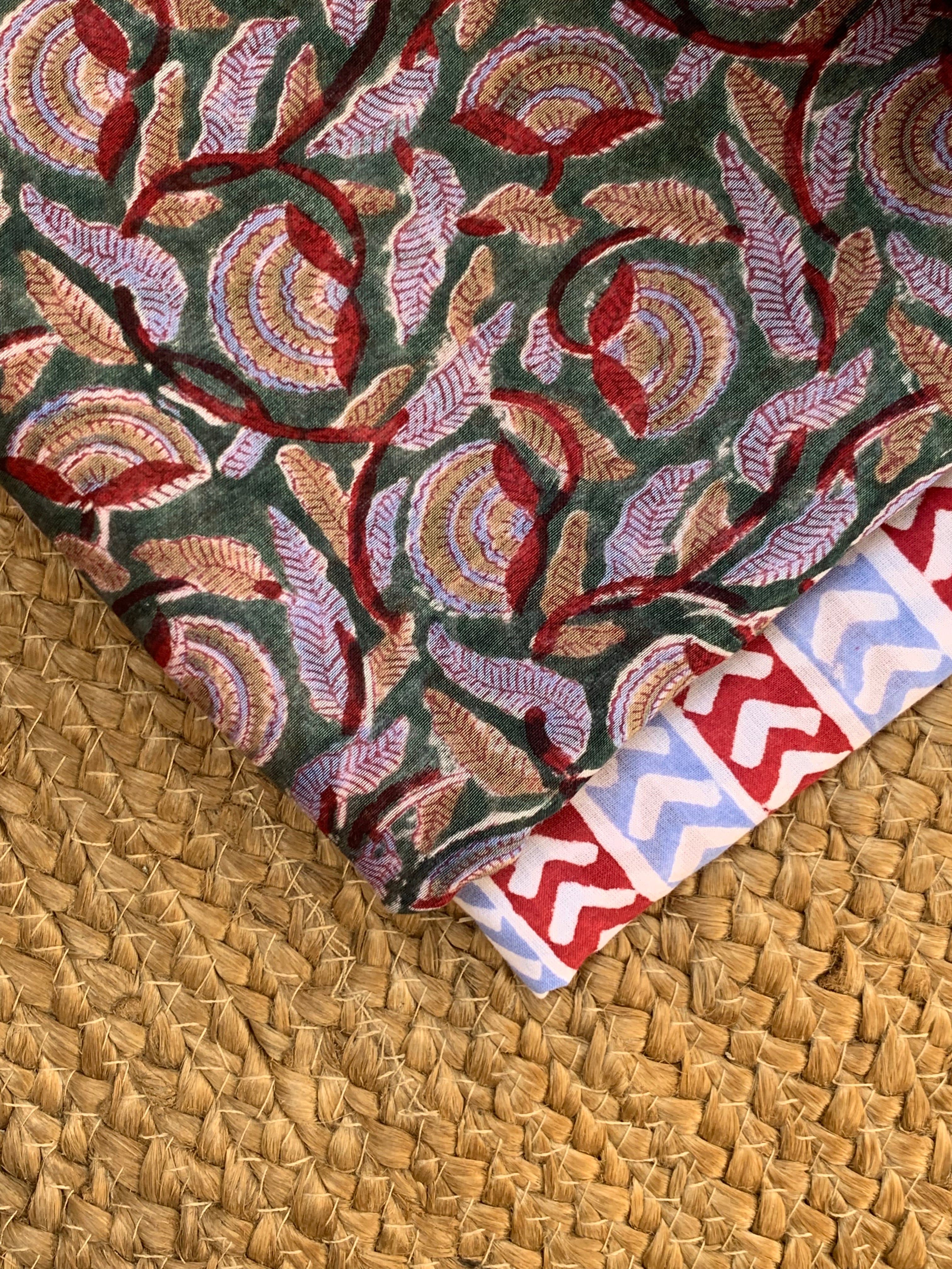 Handblock Chanderi Silk Cotton Suit