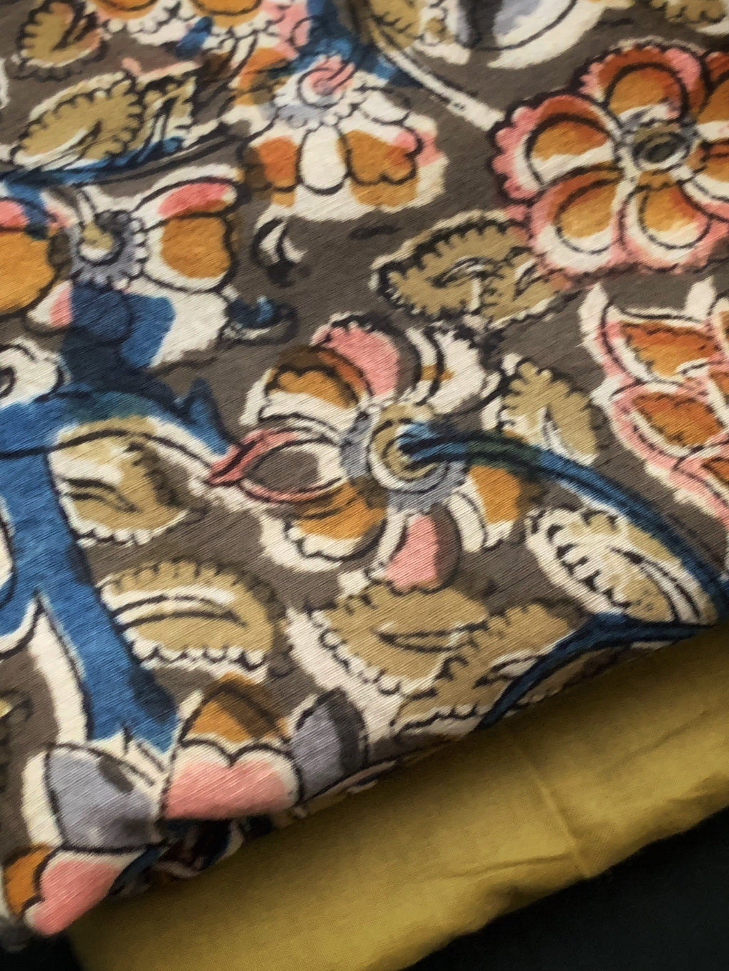 Handblock Kalamkari Cotton Mul Dupatta Suit