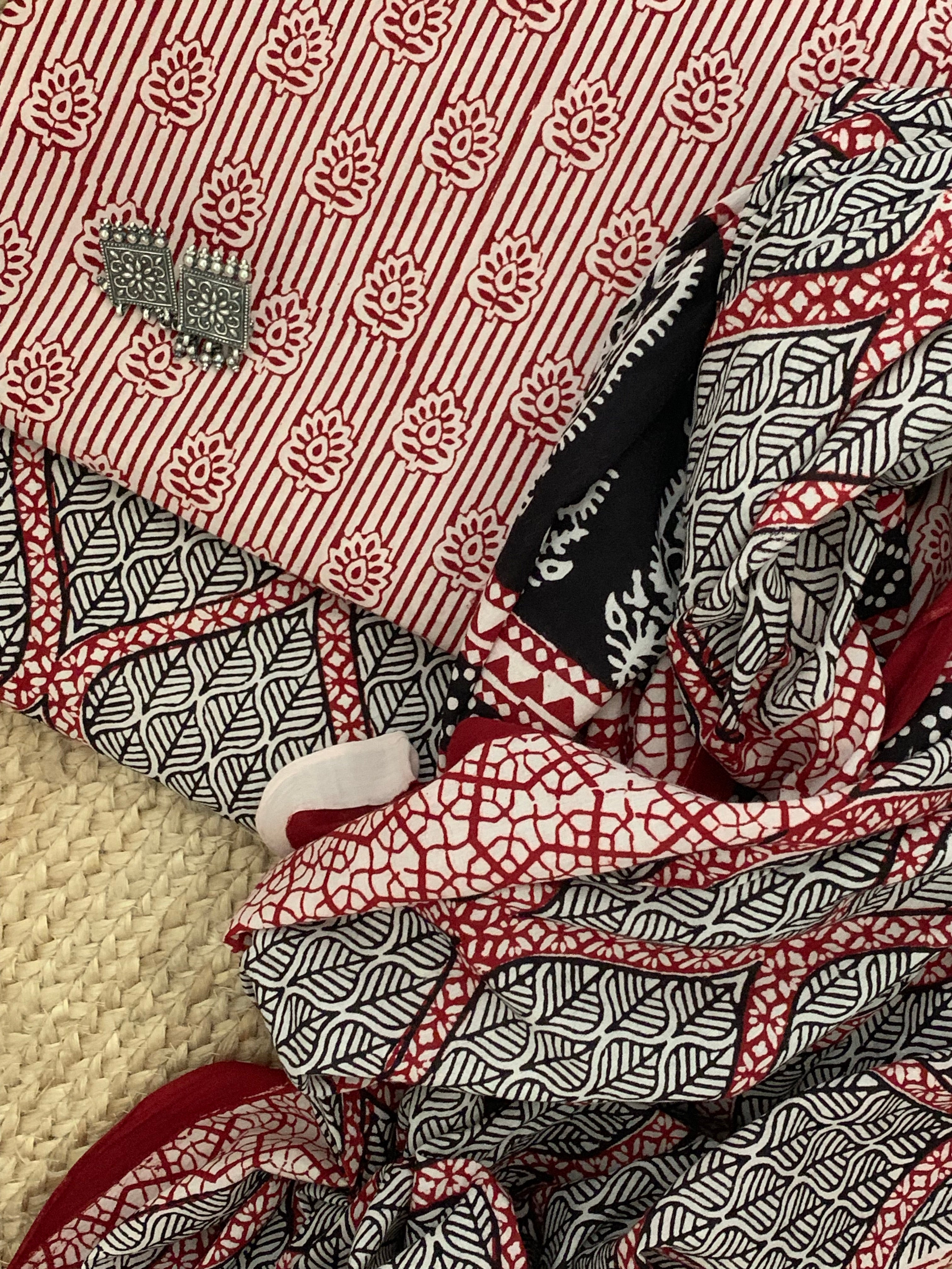 Natural Dyed Bagh Handblock Cotton Suit