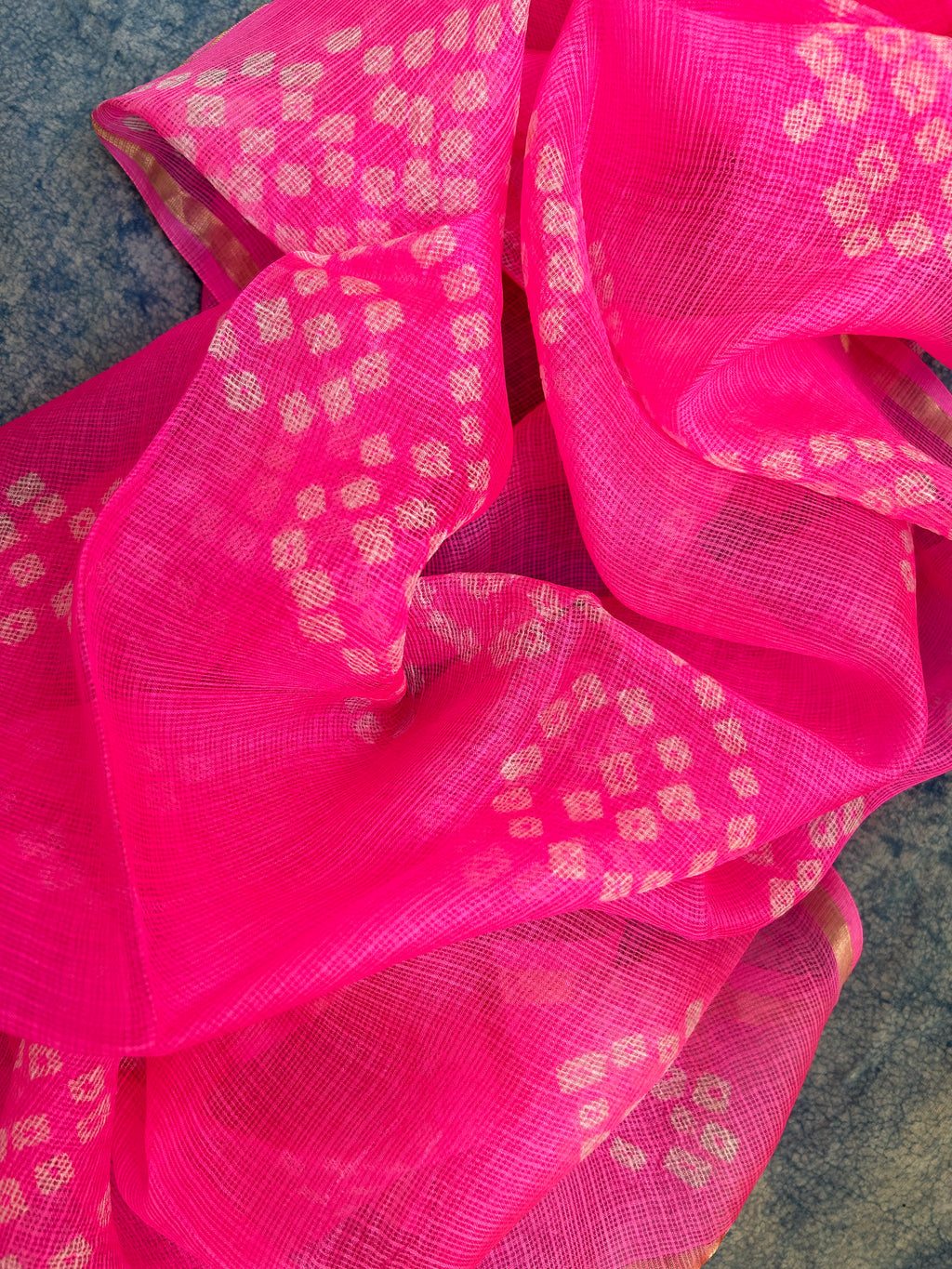 Handcrafted Tie-Dye Silk Kota Doria Dupatta