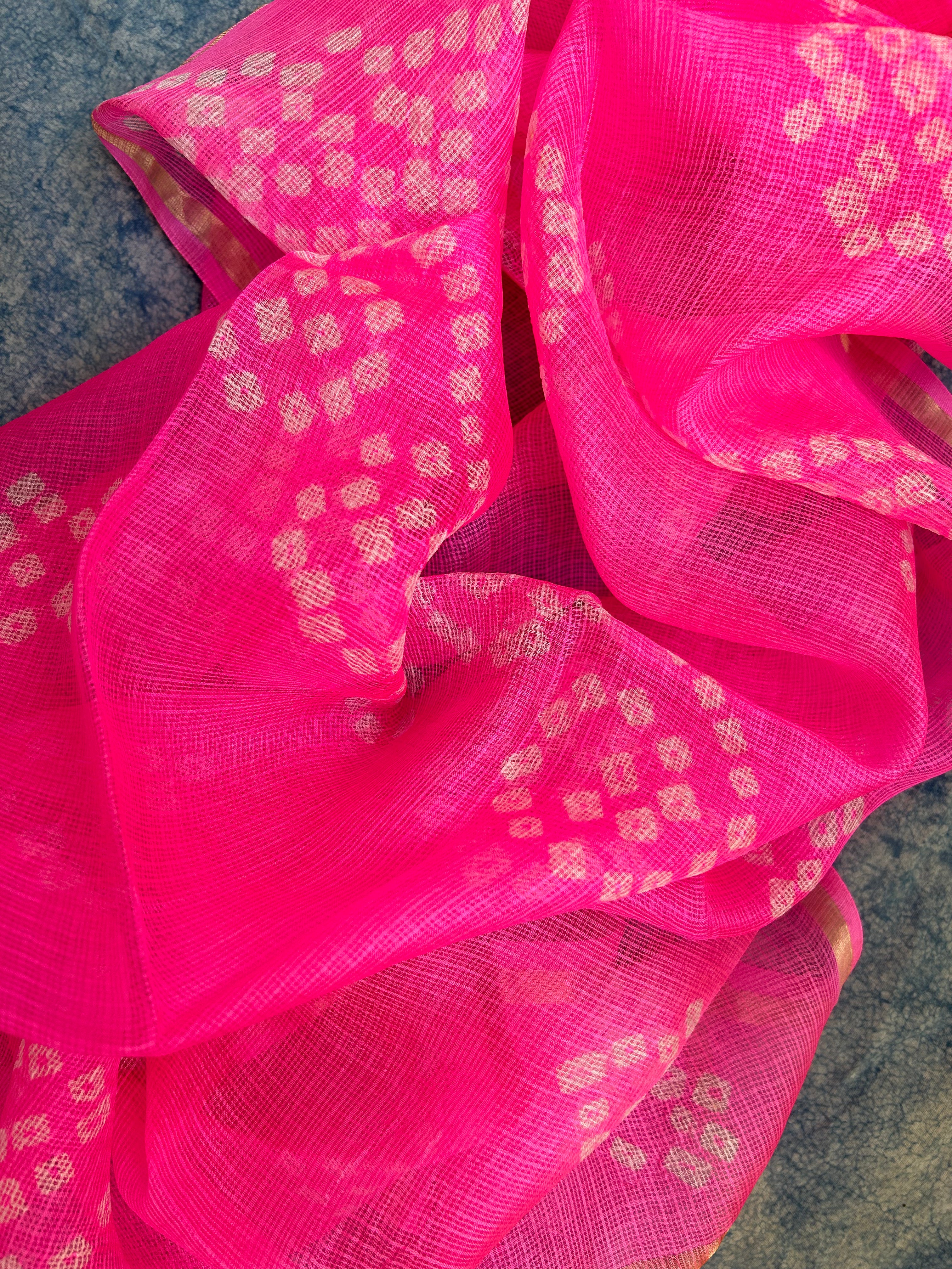 Handcrafted Tie-Dye Silk Kota Doria Dupatta