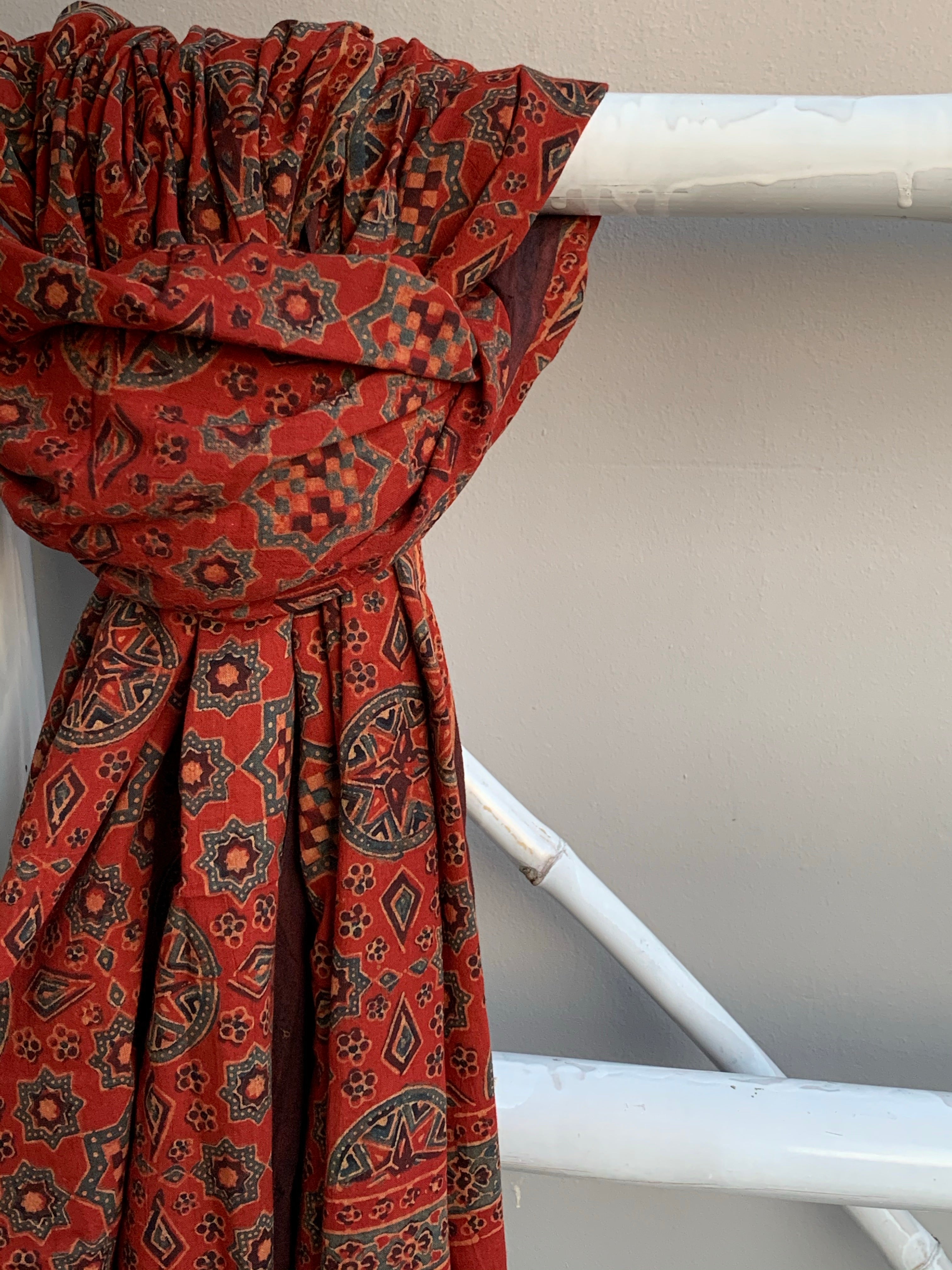 Handblock Ajrakh Dupatta