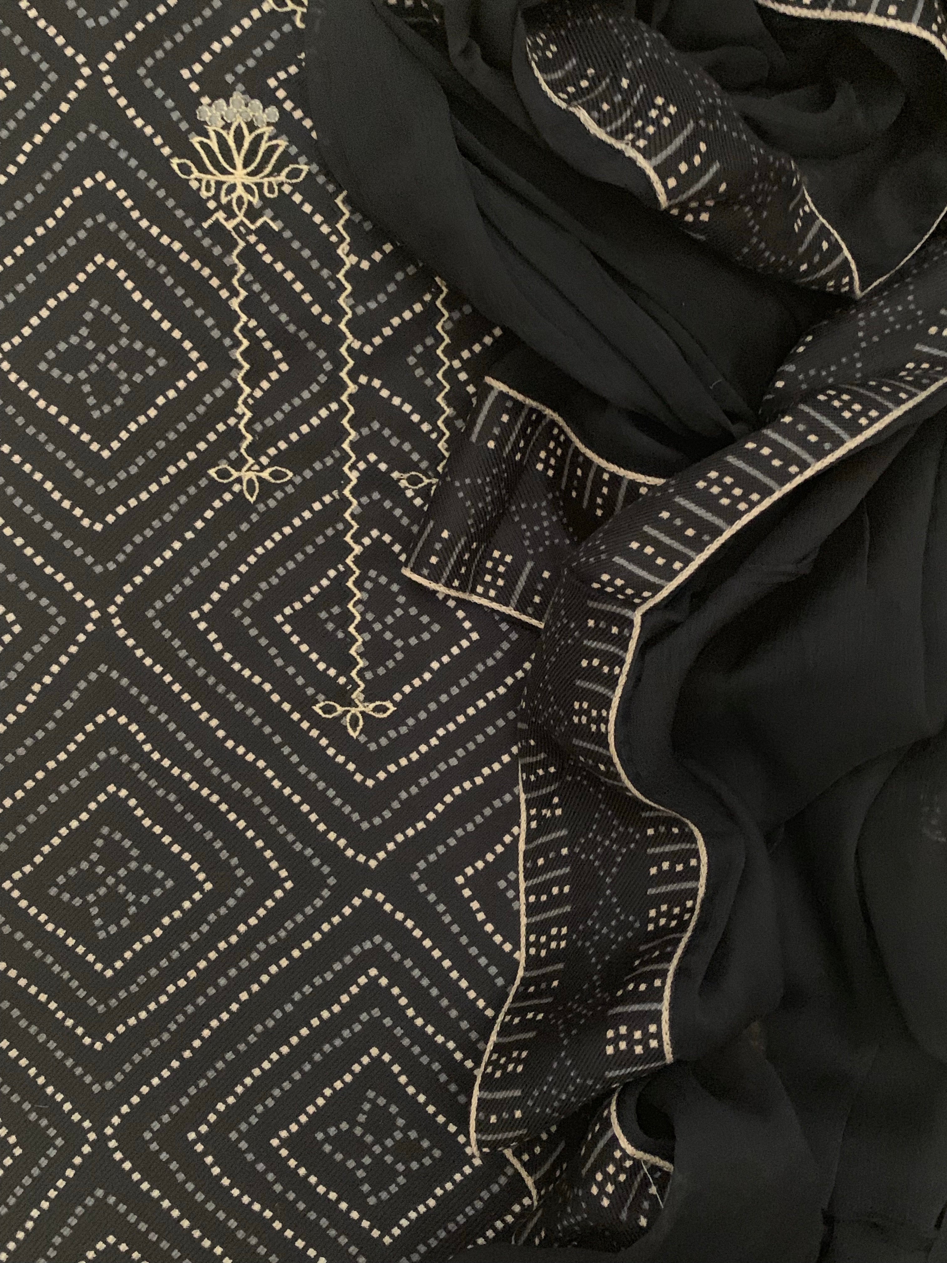Black Wool Pashmina Suit