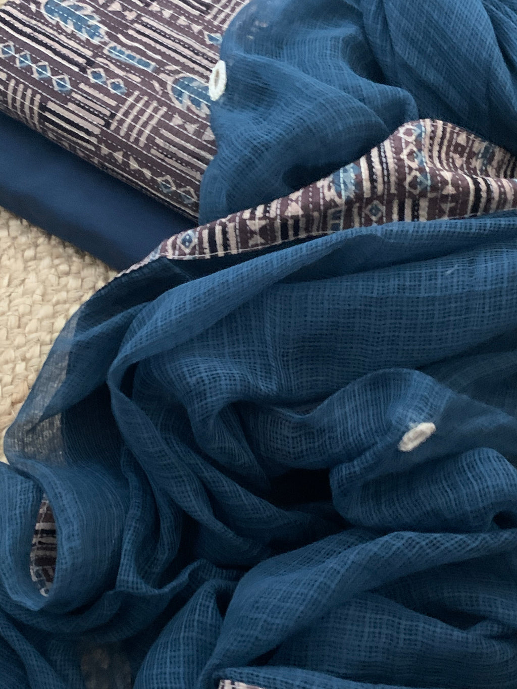 Handblock Ajrakh Cotton Kota Suit
