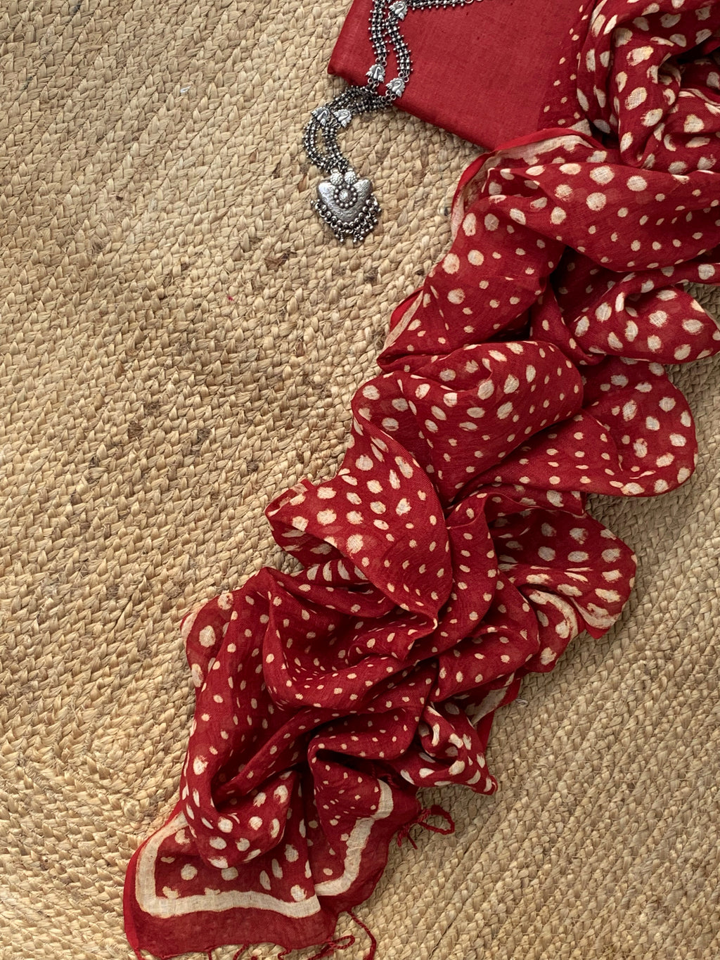 Handcrafted Linen Kurta Dupatta Set