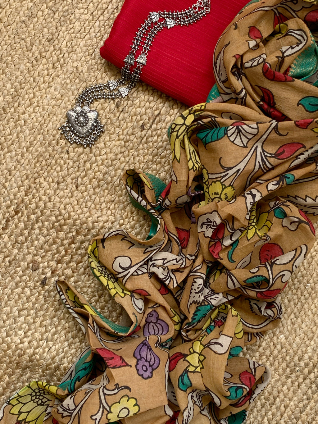 Handwoven Handcrafted Kalamkari Kurta Dupatta Set