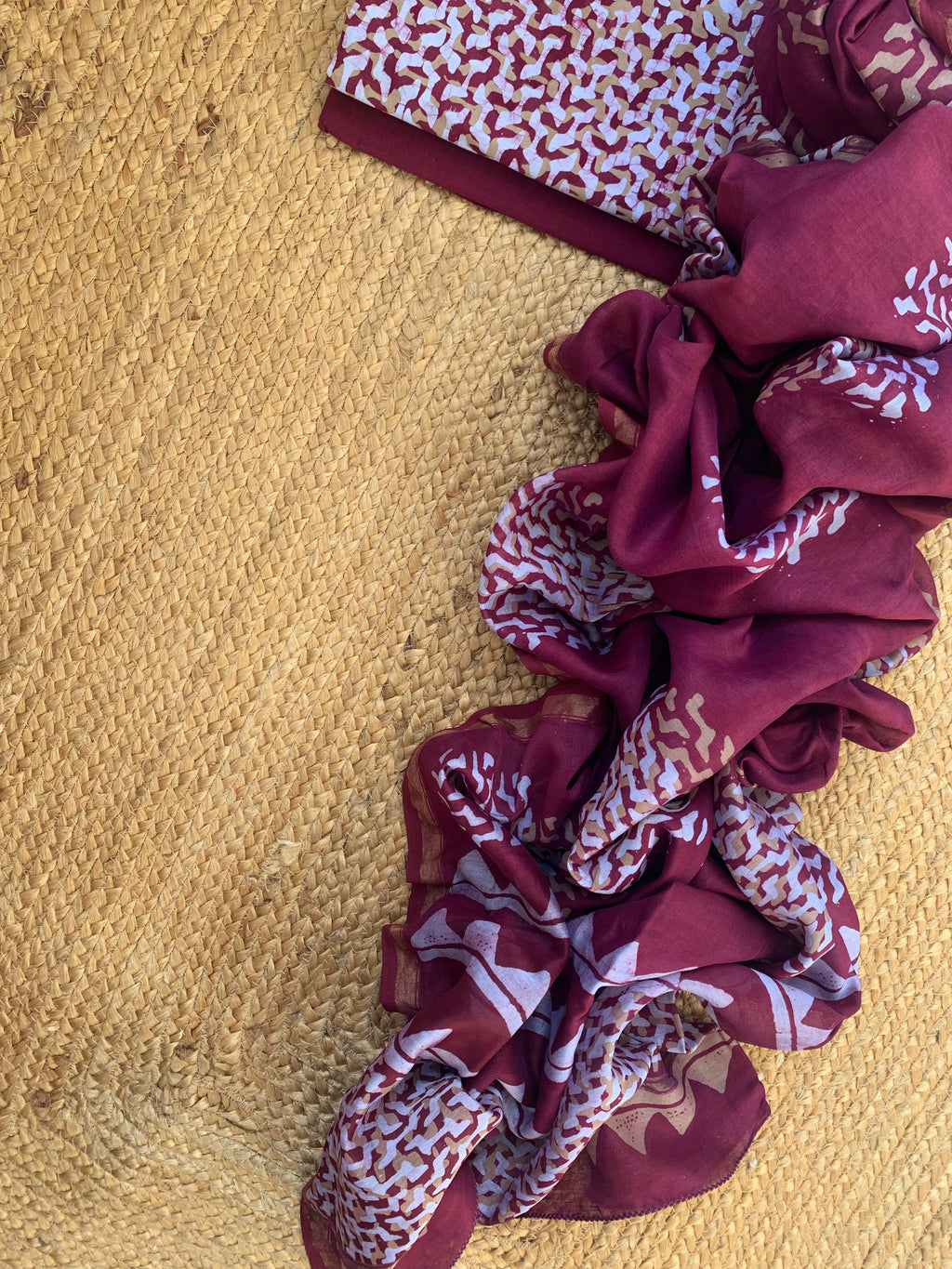 Handblock Batik Cotton Chanderi Suit