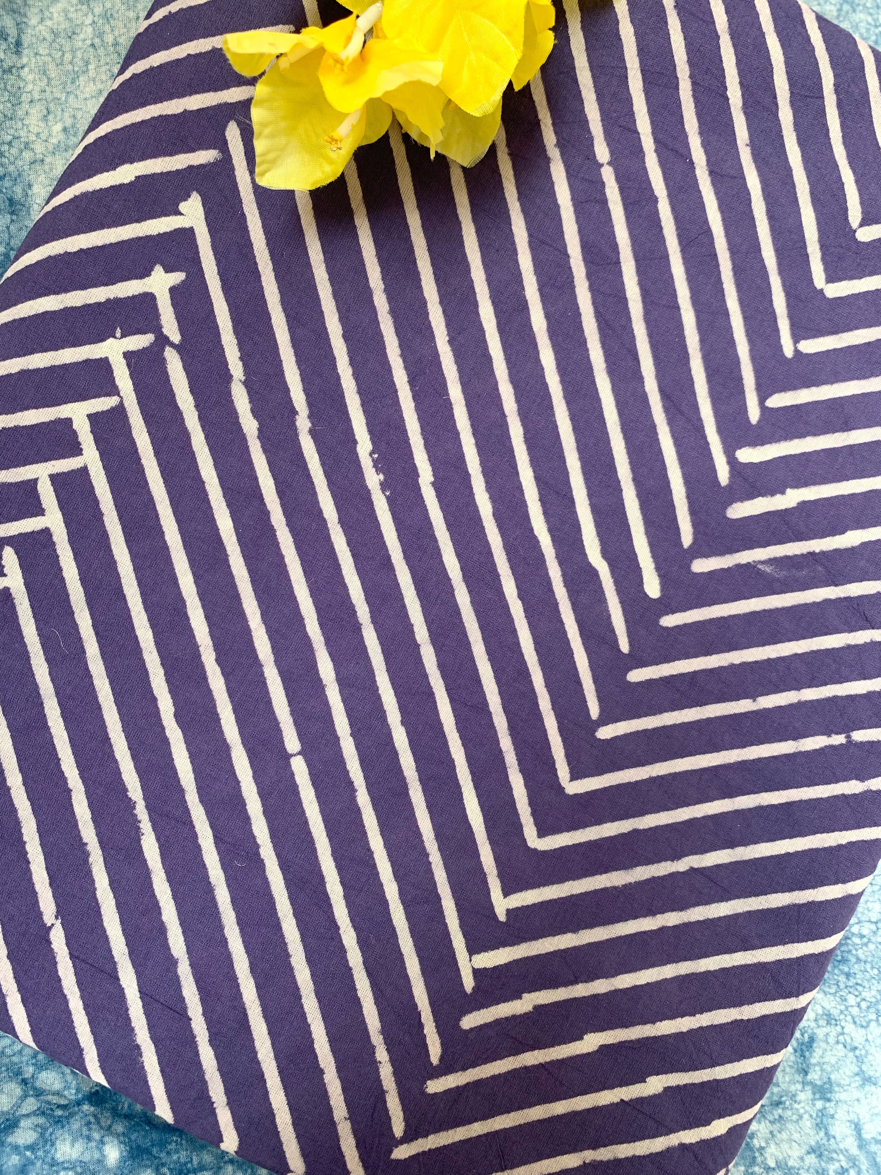 Hand Block Printed Azo free Dyed Cotton Fabric - Lilac