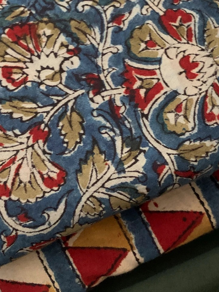 Hand Block Printed Kalamkari Natural Dyed Cotton Fabric 280/metre