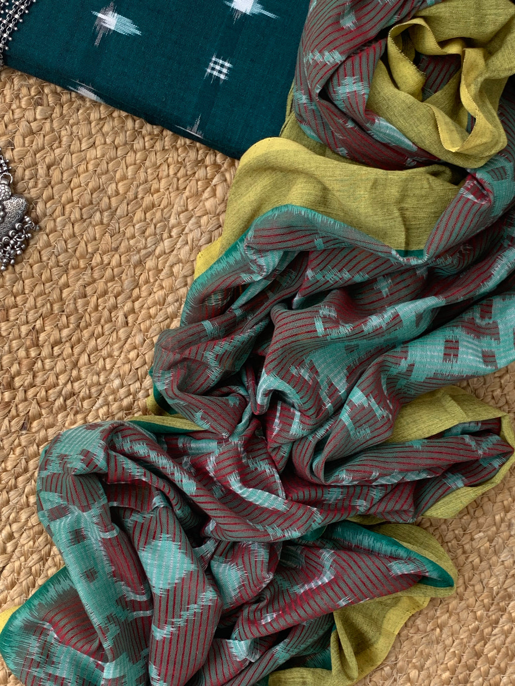 Handwoven Double Ikat Kurta Dupatta Set