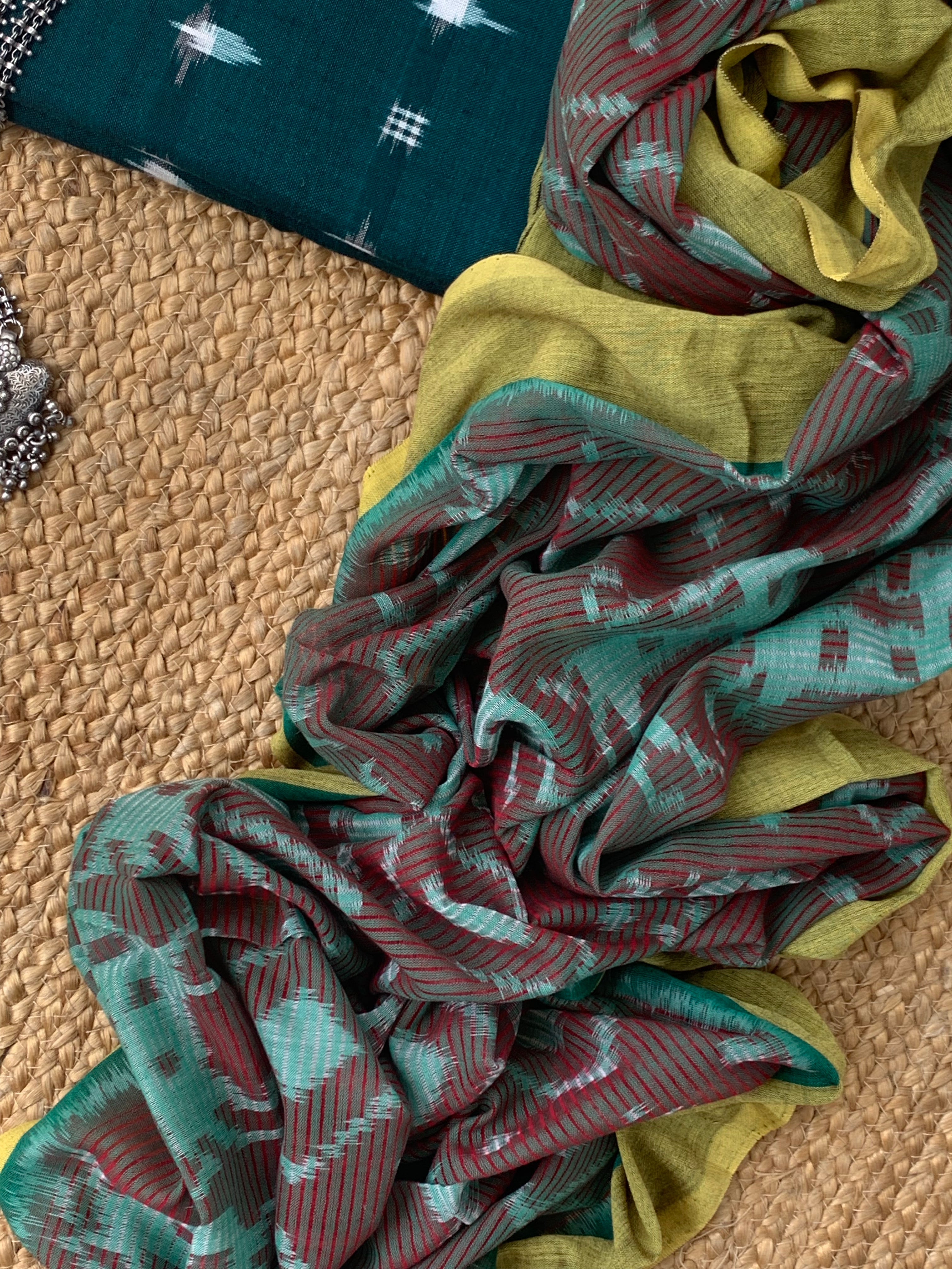 Handwoven Double Ikat Kurta Dupatta Set