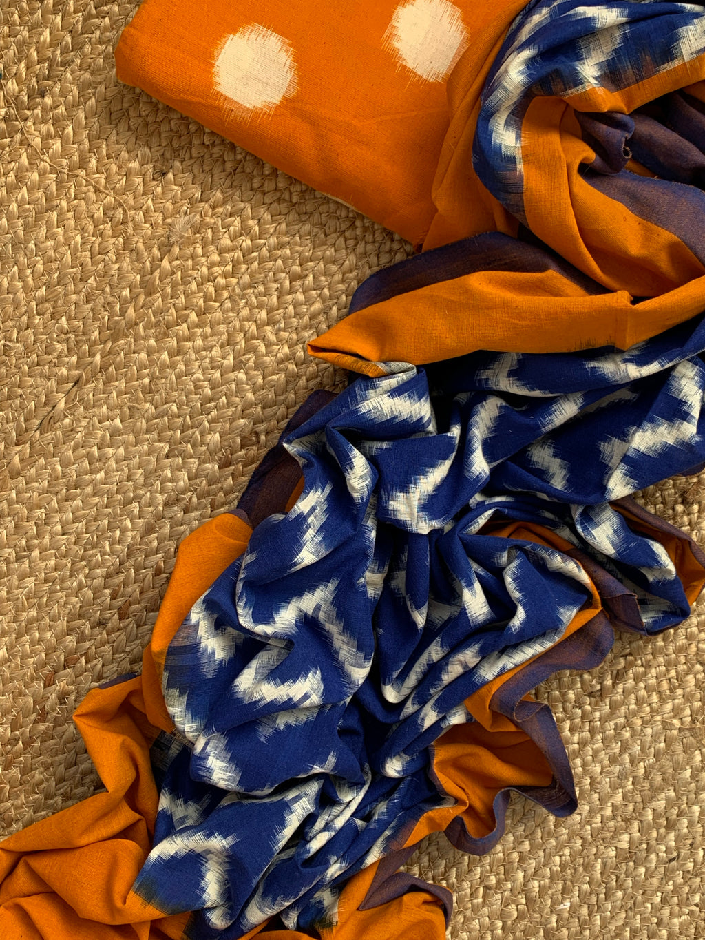 Handwoven Double Ikat Kurta  Dupatta set