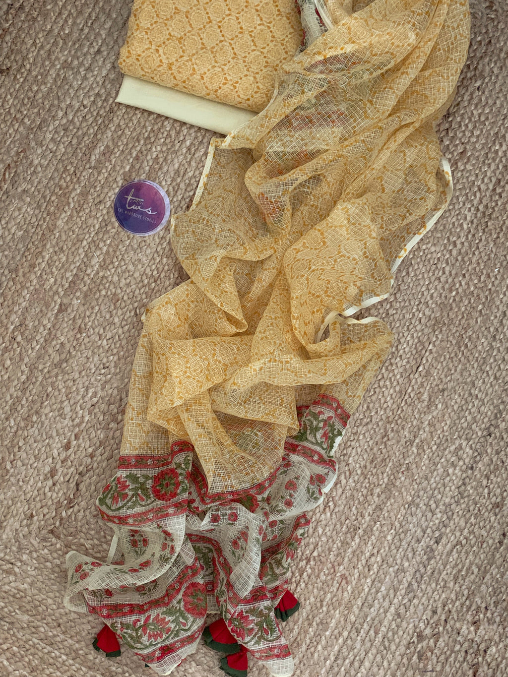 Pastel Yellow Handcrafted Kota Suit