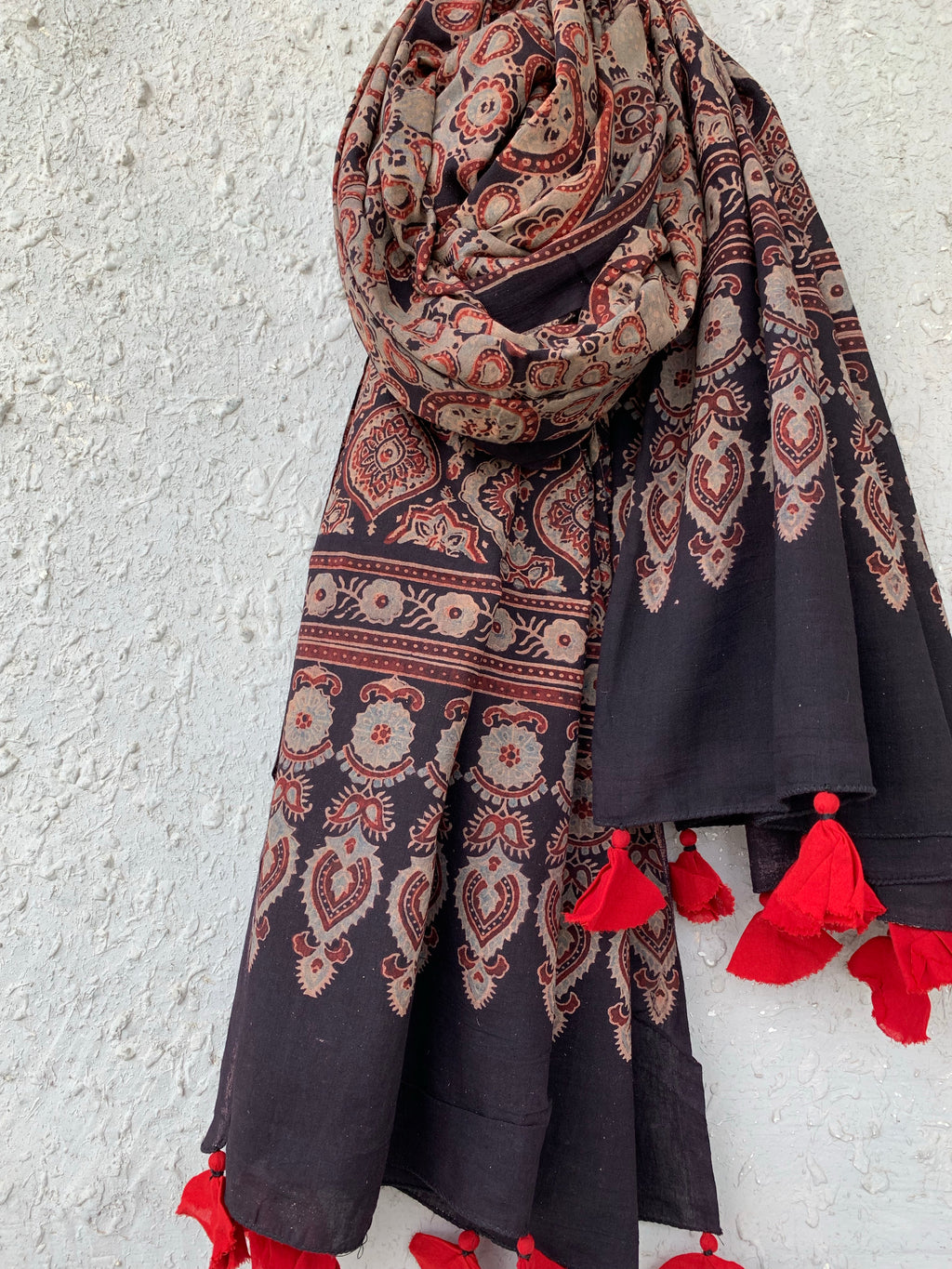 Handblock Ajrakh Dupatta