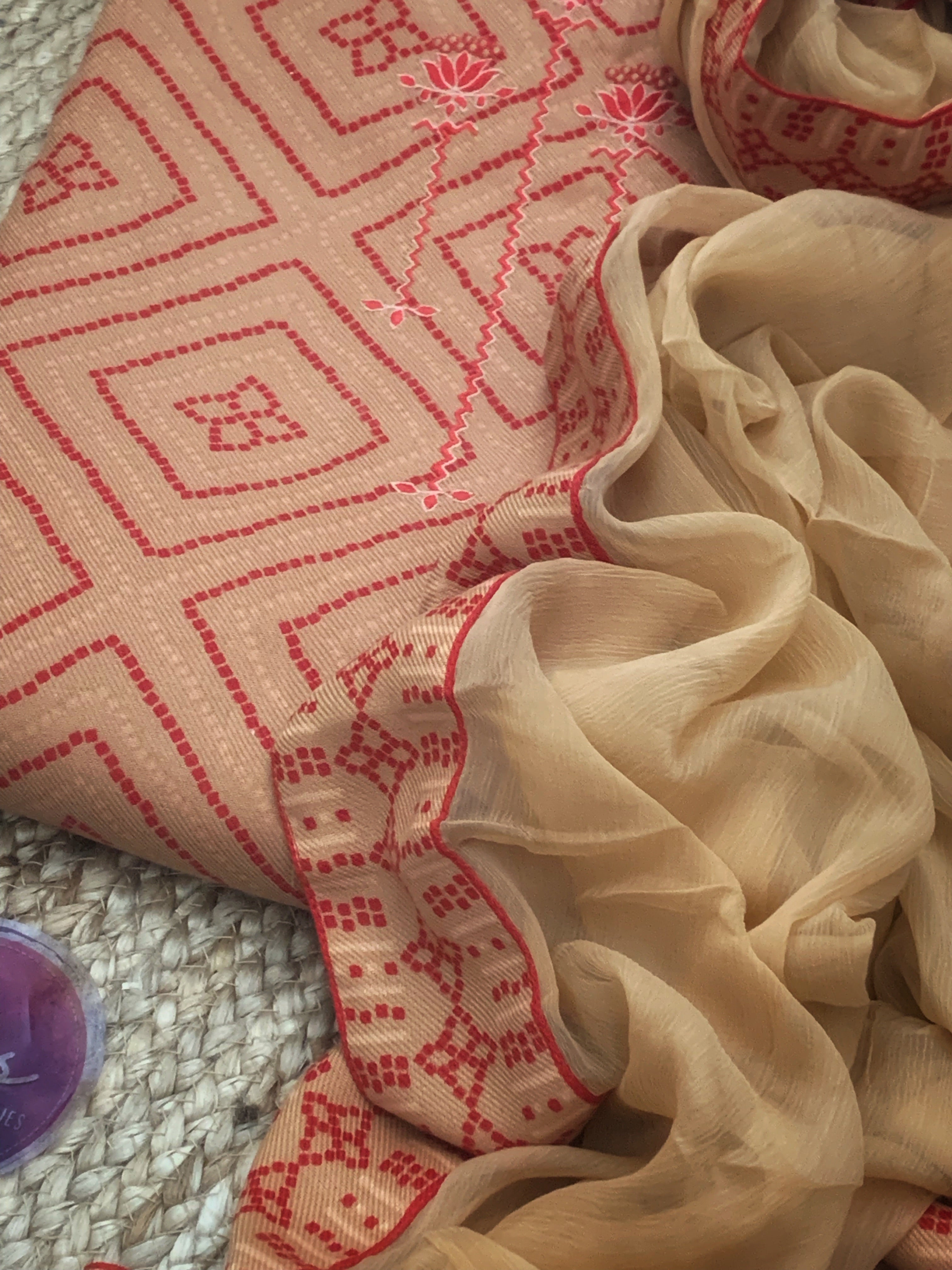 Blush Coral Wool Pashmina Suit