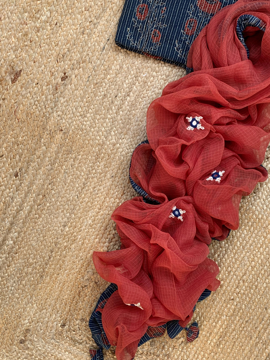 Handblock Ajrakh Cotton Kota Set