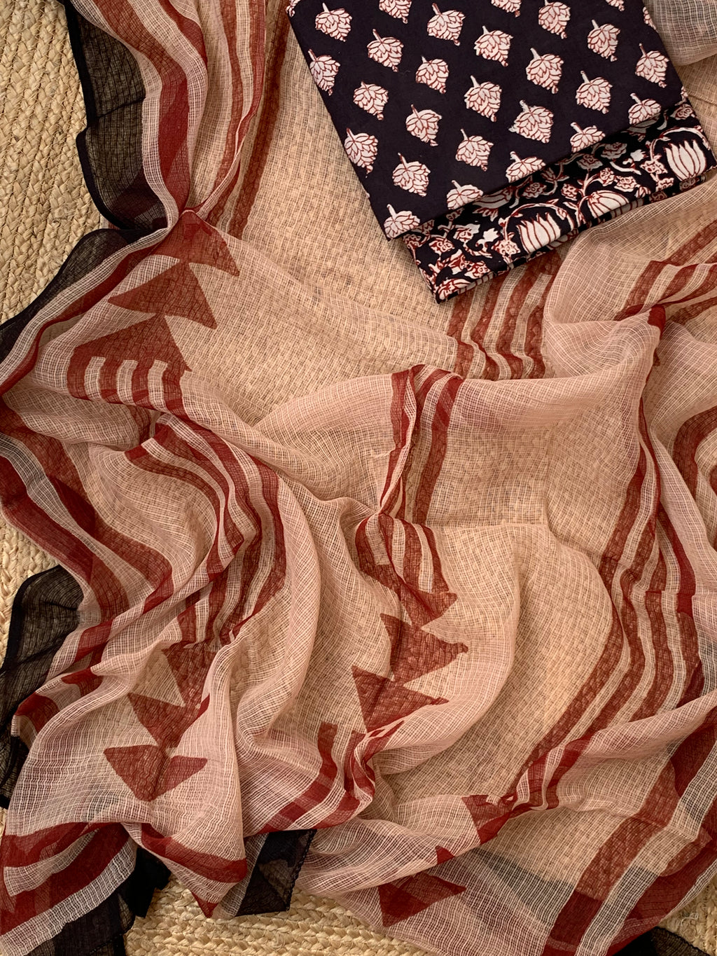 Handcrafted Cotton Kota Dupatta Suit