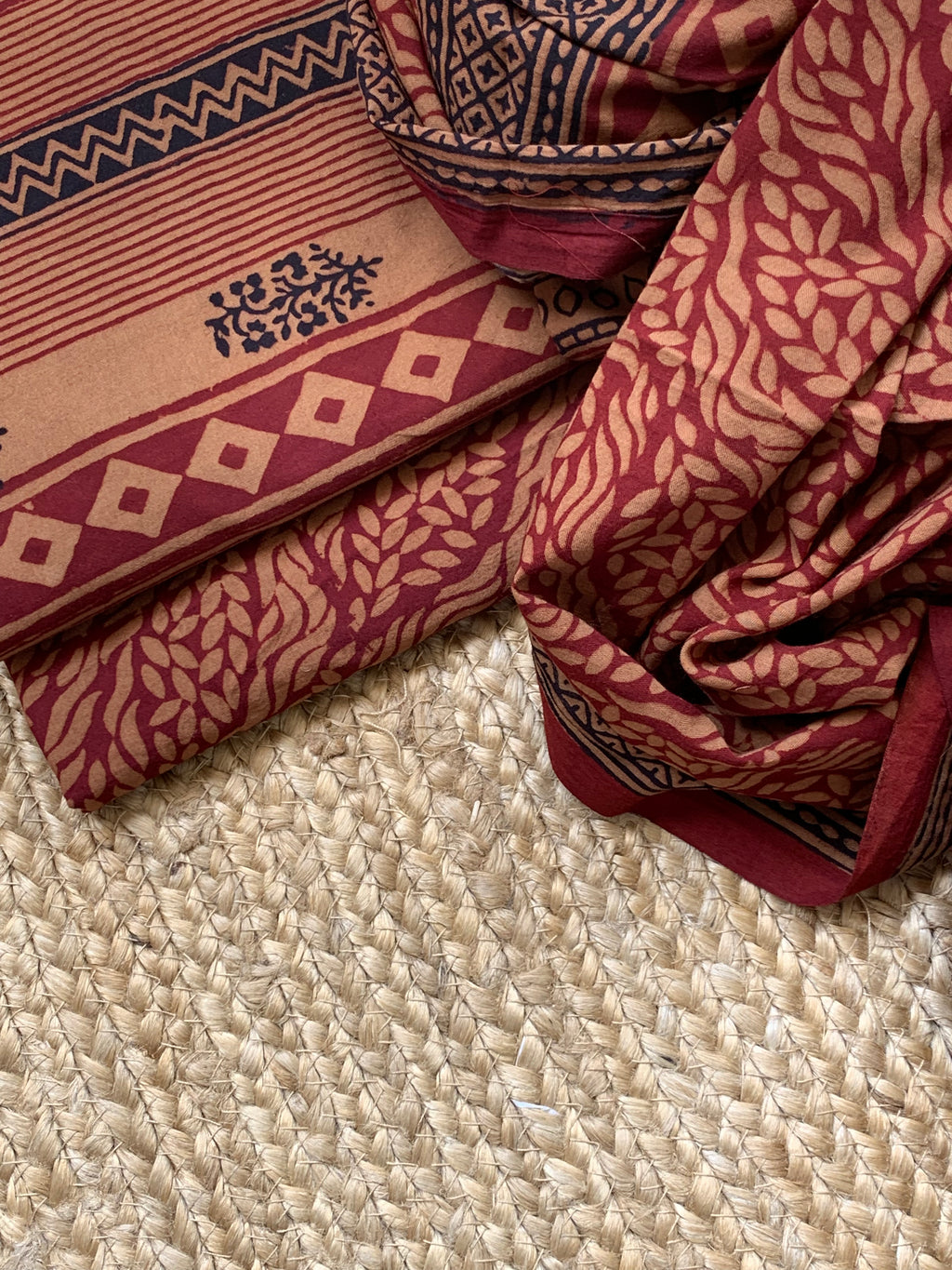 Natural Dyed Bagh Block Print Cotton Suit