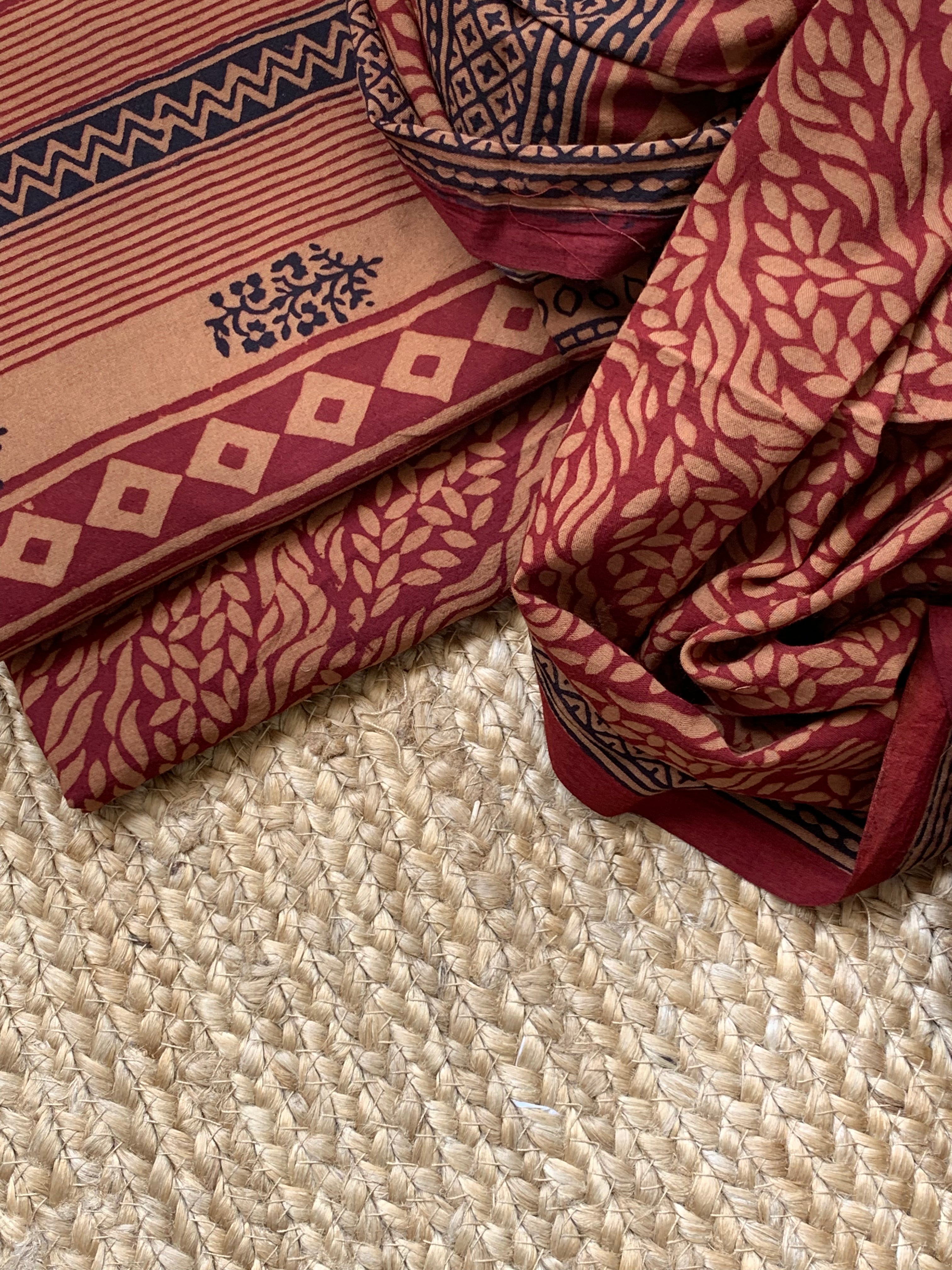 Natural Dyed Bagh Block Print Cotton Suit