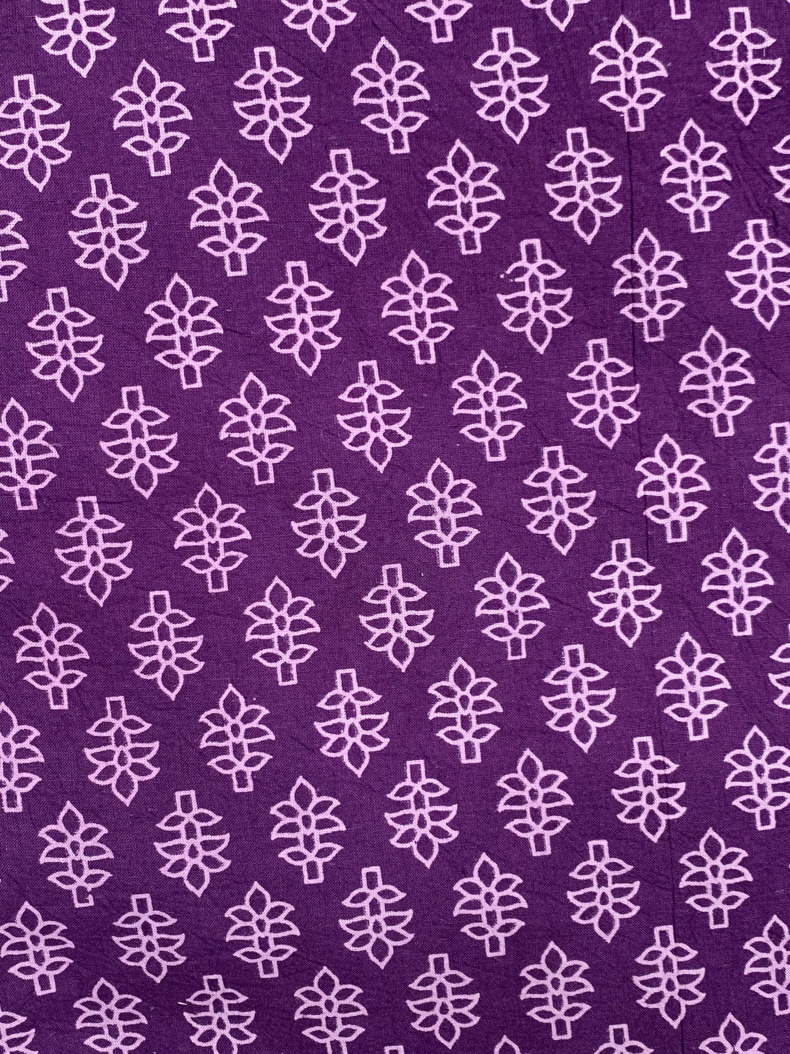 Hand Screen Print Kurta Bottom Set - Violet