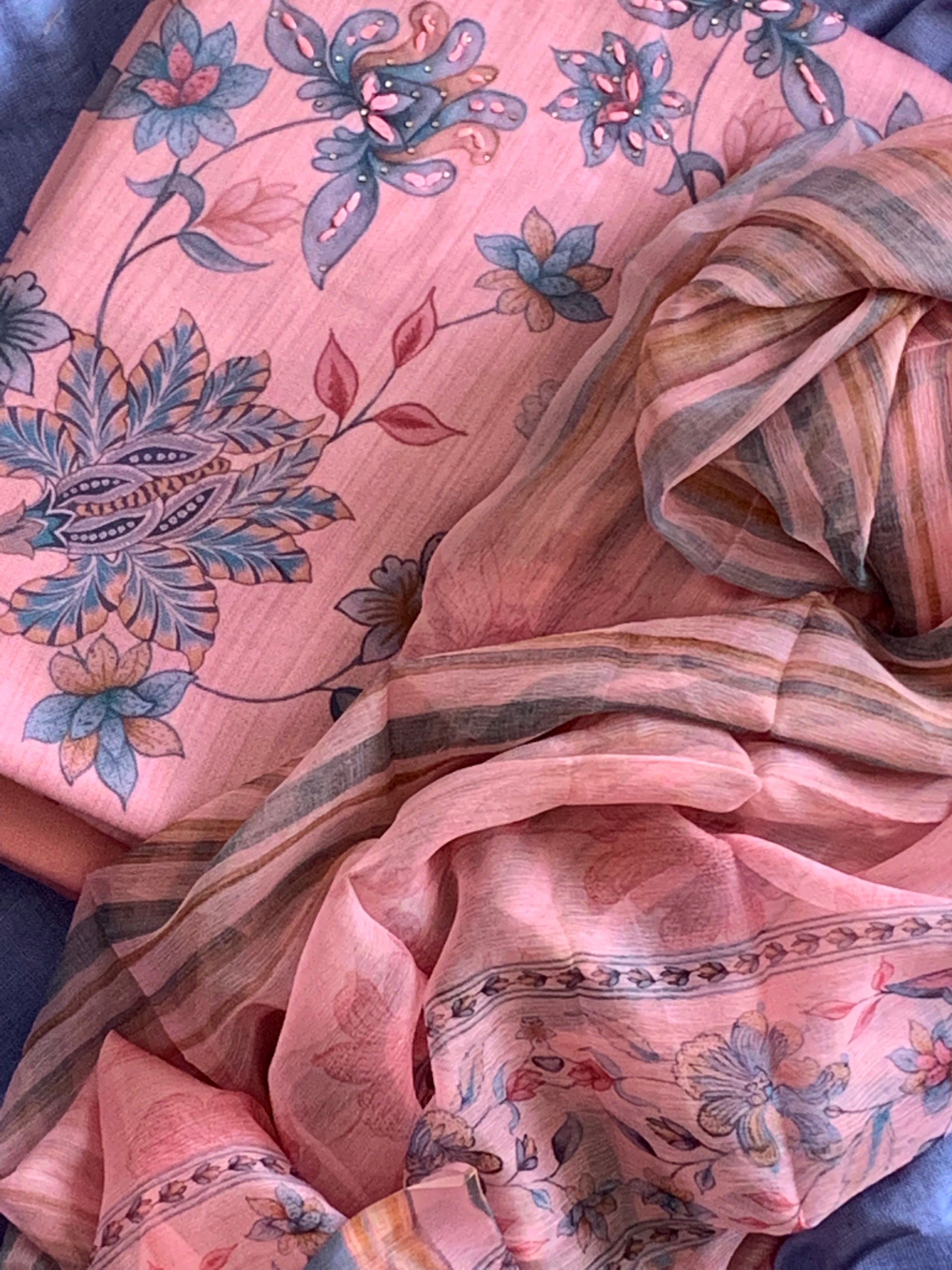 Soft Pink Wool Pashmina Suit